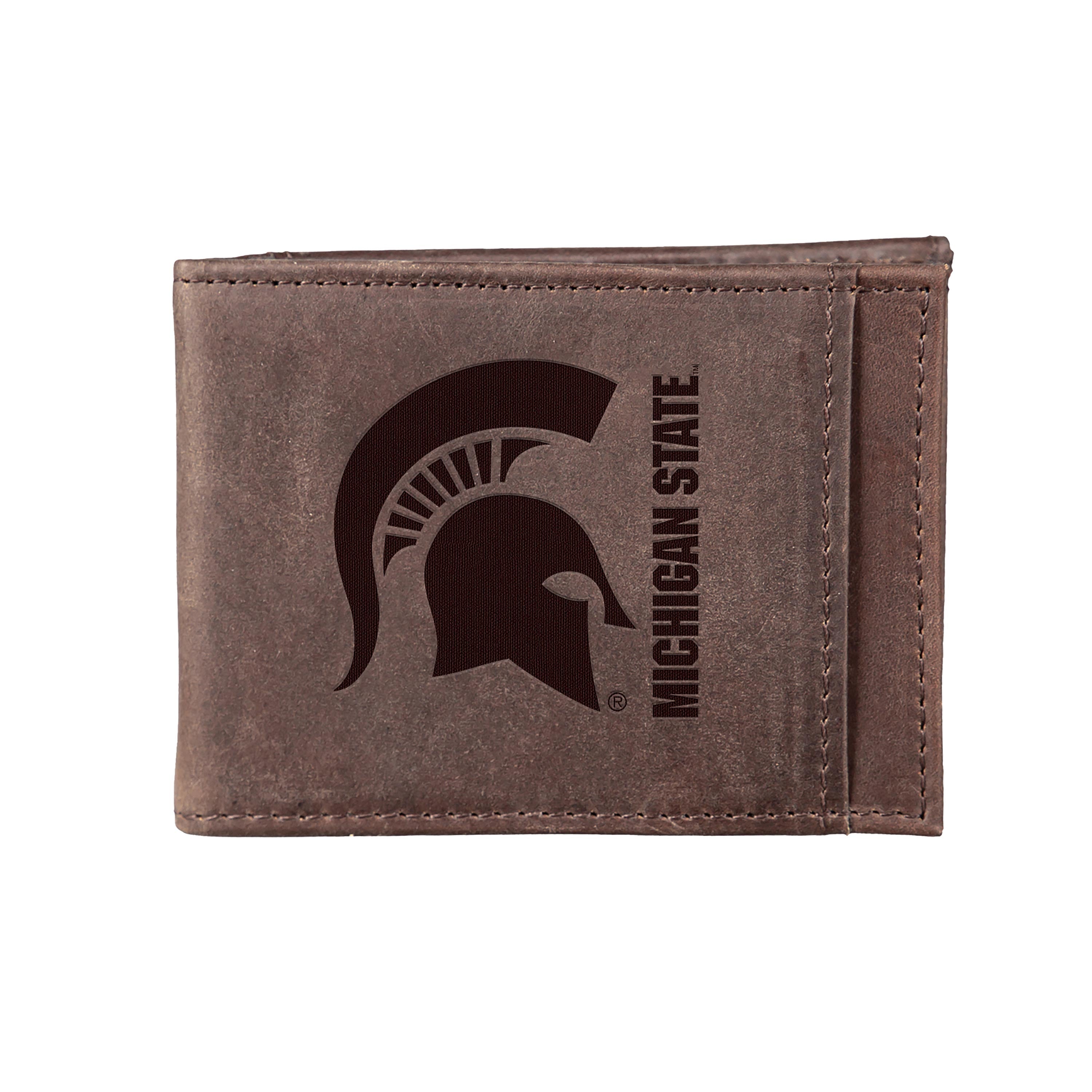 Front Pocket Wallet w/ RFID Blocking, Michigan State University, Brown - Sports Collectibles, Sports Memorabilia, Sports Fan Shop, Sports Gifts