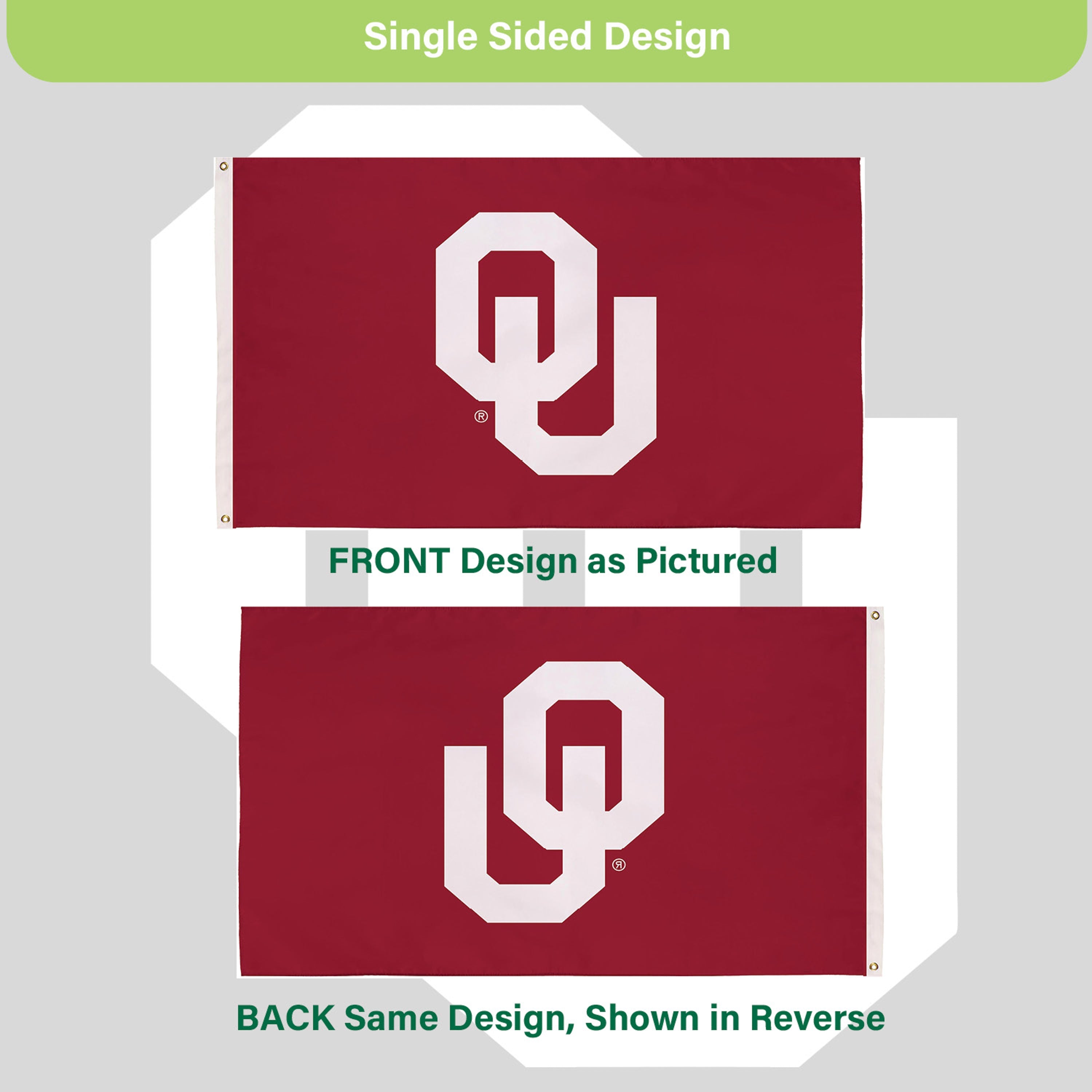 University of Oklahoma Single Sided Estate Flag with 2 Grommets, 3'x5' - Sports Gifts, Sports Memorabilia, Sports Collectibles, Fan Shop
