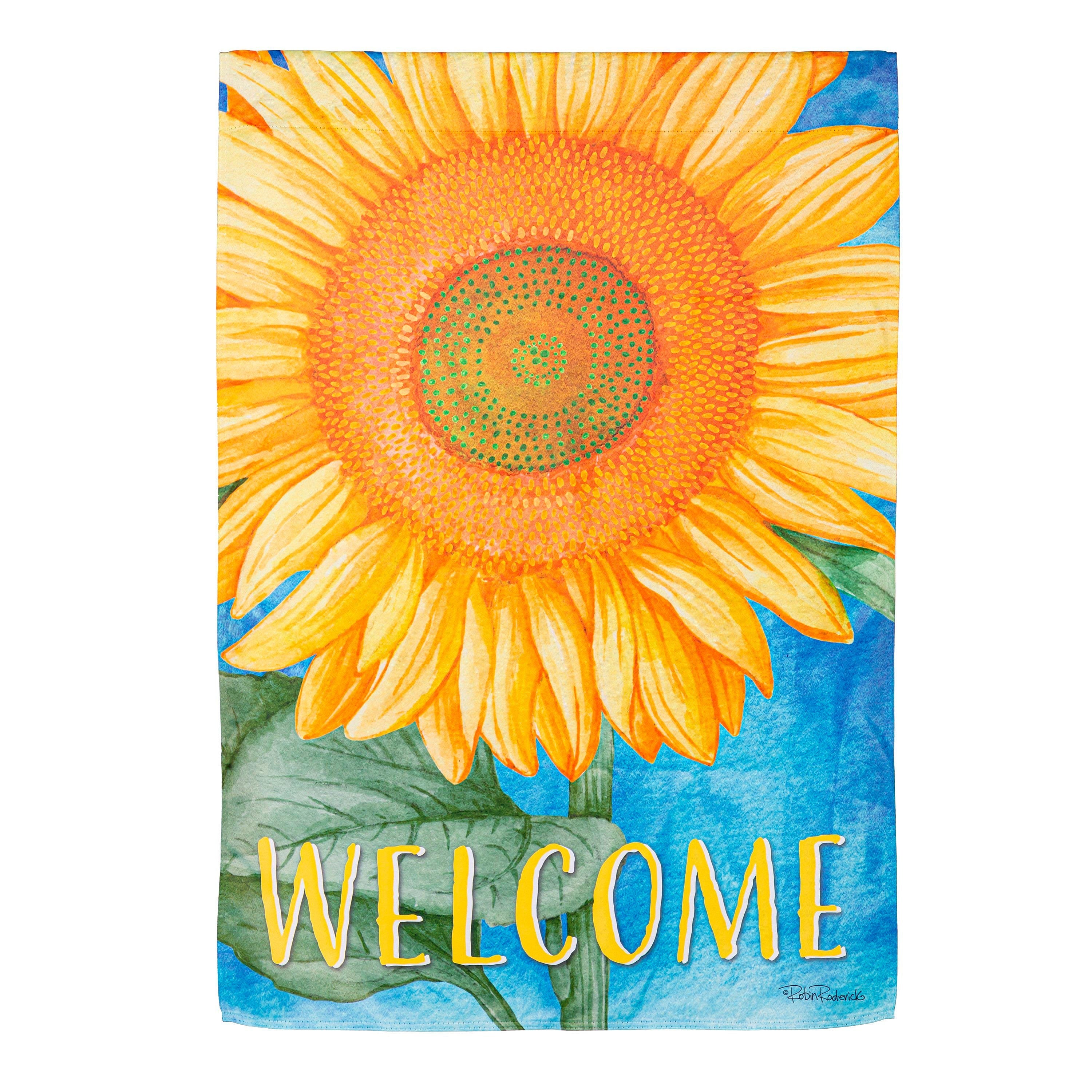 Welcome Sunflower Suede Garden Flag - Sports Collectibles, Sports Memorabilia, Sports Fan Shop, Sports Gifts