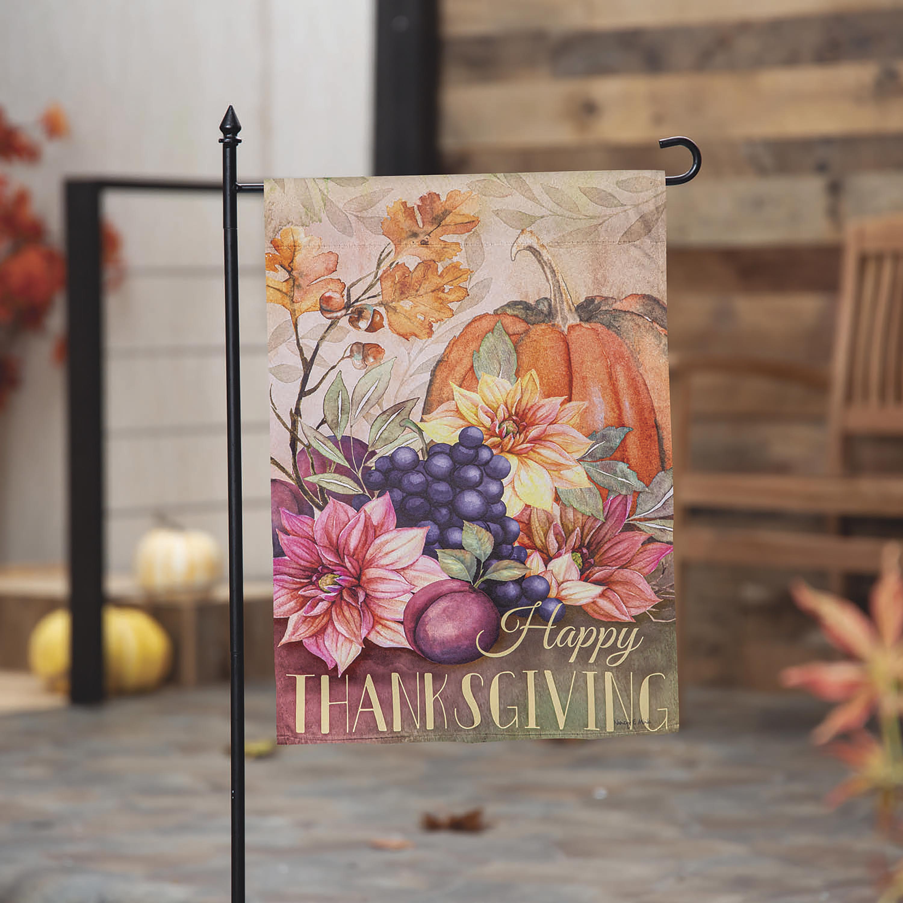 Happy Thanksgiving Suede Garden Flag - Sports Collectibles, Sports Memorabilia, Sports Fan Shop, Sports Gifts