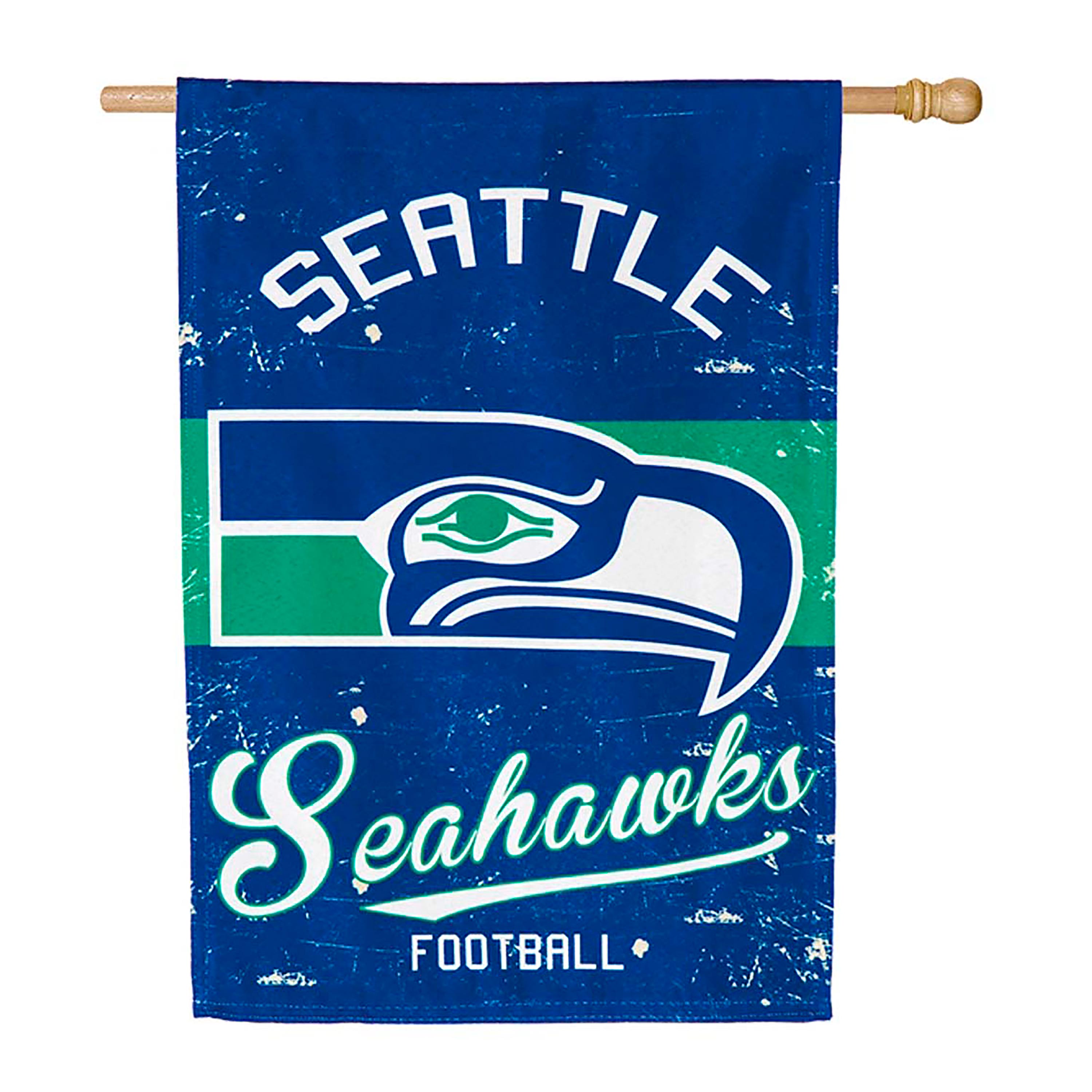 Double-Sided Vintage Graphic NFL Team Pride Linen House Flag, Seattle Seahawks - Sports Collectibles, Sports Memorabilia, Sports Fan Shop, Sports Gifts