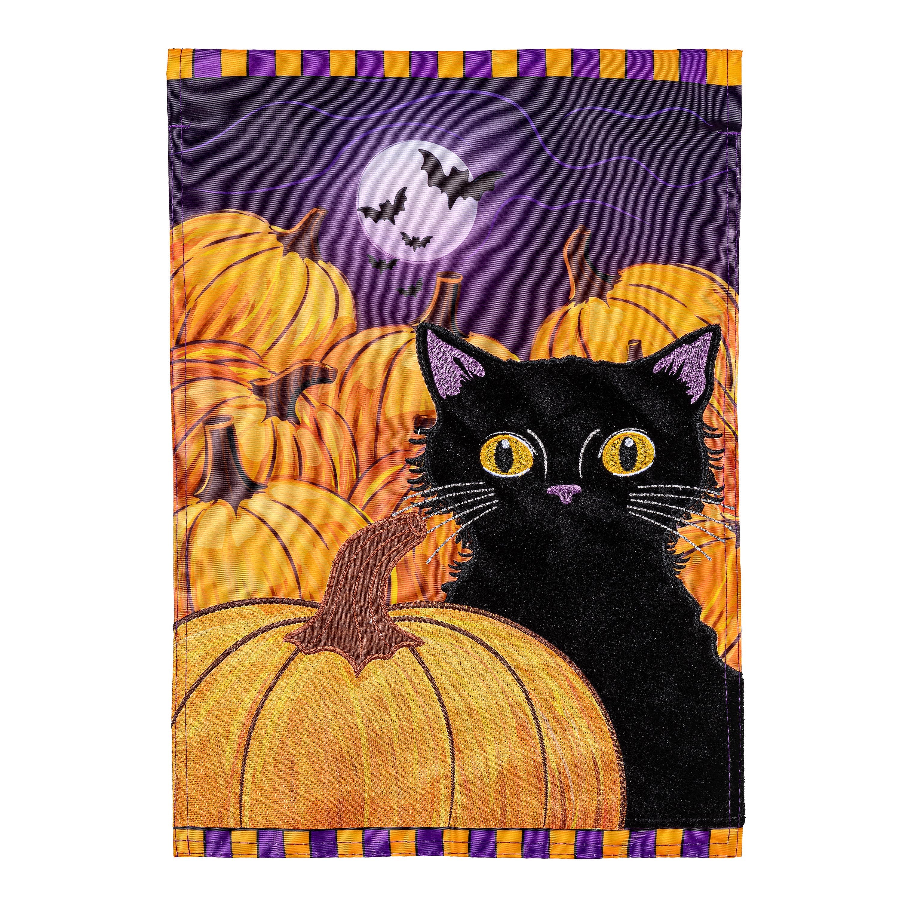 Pumpkin Patch Cat Applique Garden Flag - Sports Collectibles, Sports Memorabilia, Sports Fan Shop, Sports Gifts