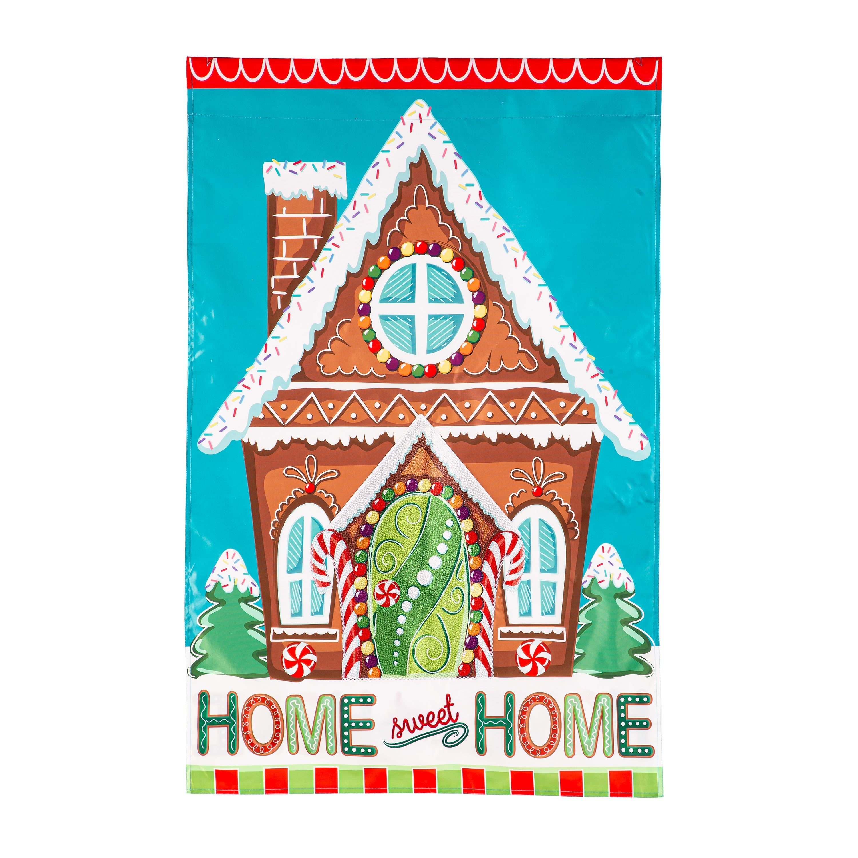 Gingerbread Home Sweet Home Applique House Flag - Sports Collectibles, Sports Memorabilia, Sports Fan Shop, Sports Gifts