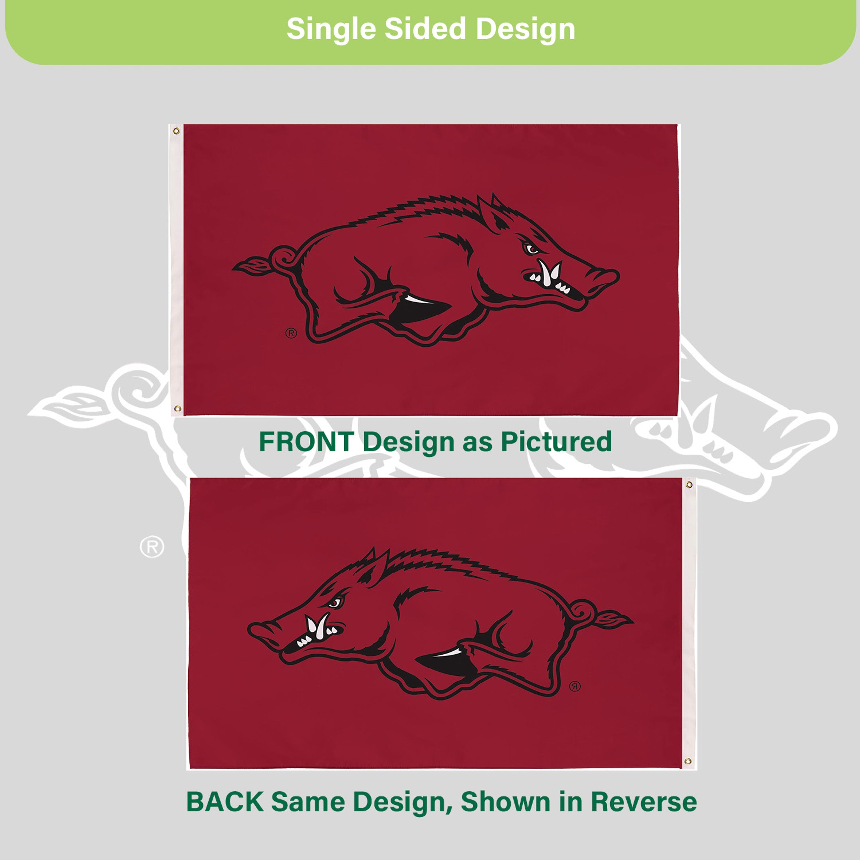 University of Arkansas Single Sided Estate Flag with 2 Grommets, 3'x5' - Sports Gifts, Sports Memorabilia, Sports Collectibles, Fan Shop
