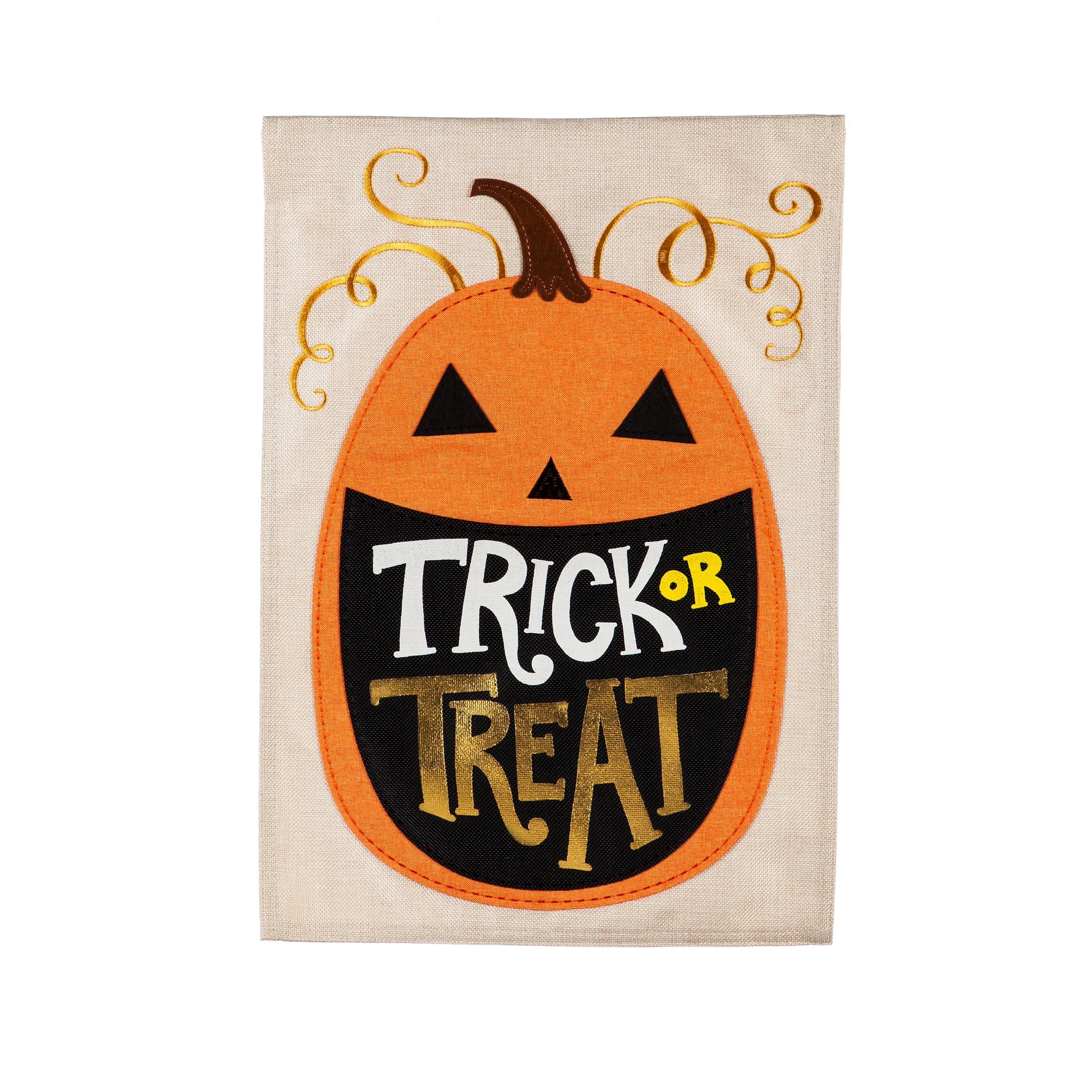 Trick-or-Treat Pumpkin Garden Burlap Flag - Sports Collectibles, Sports Memorabilia, Sports Fan Shop, Sports Gifts