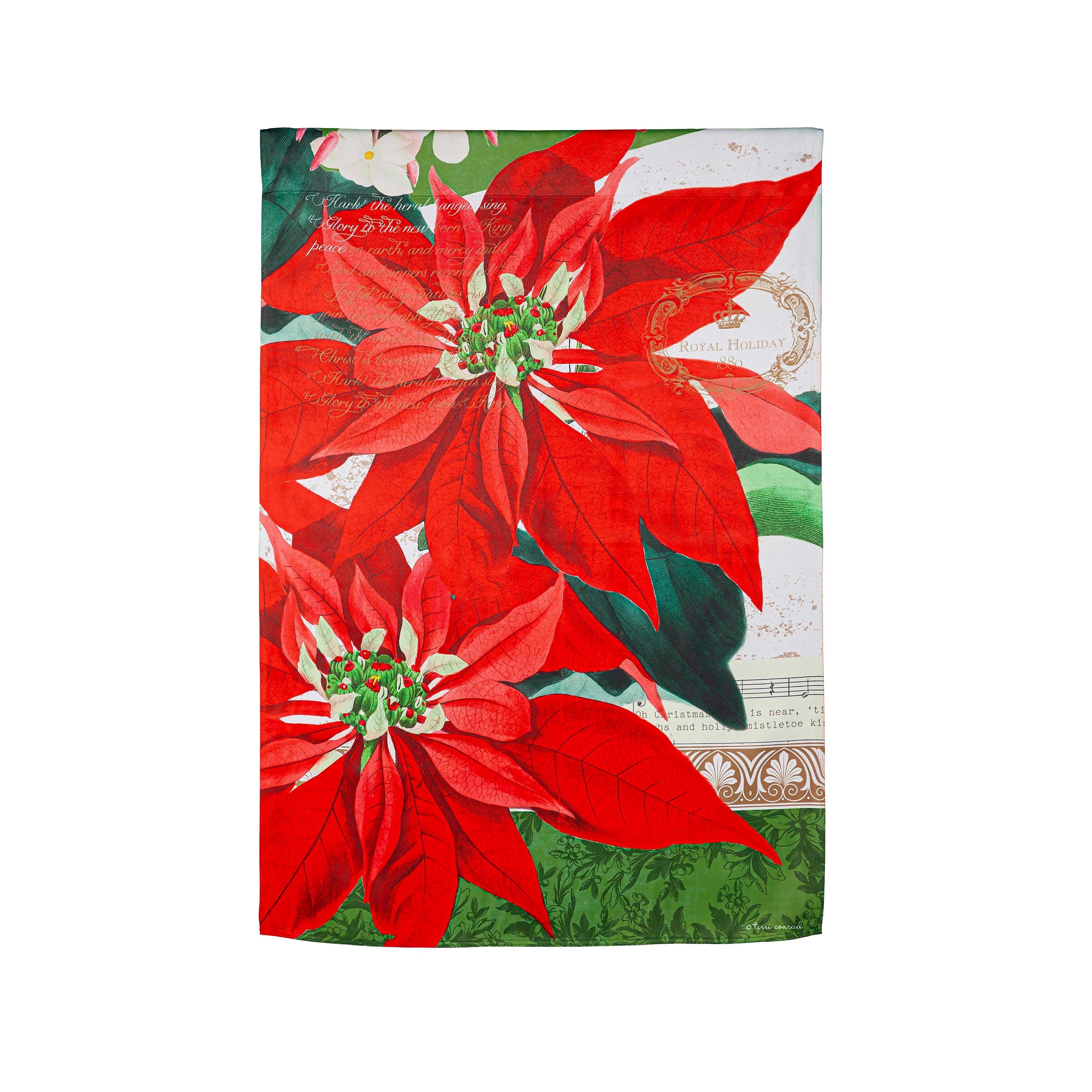 Elegant Poinsettia Suede House Flag - Sports Gifts, Sports Memorabilia, Sports Collectibles, Fan Shop