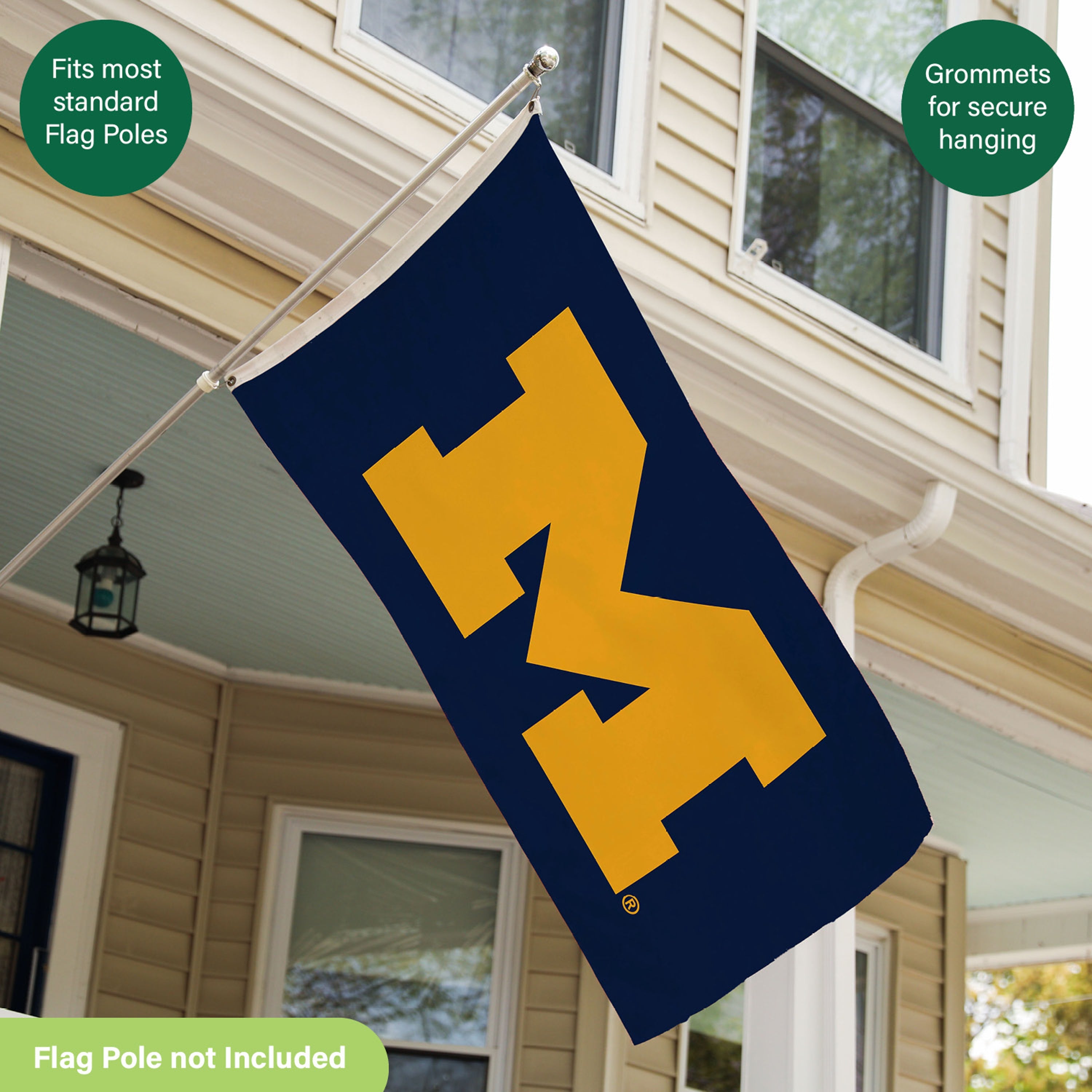 3'x5' Single Sided Flag w/ 2 Grommets, University Of Michigan - Sports Gifts, Sports Memorabilia, Sports Collectibles, Fan Shop