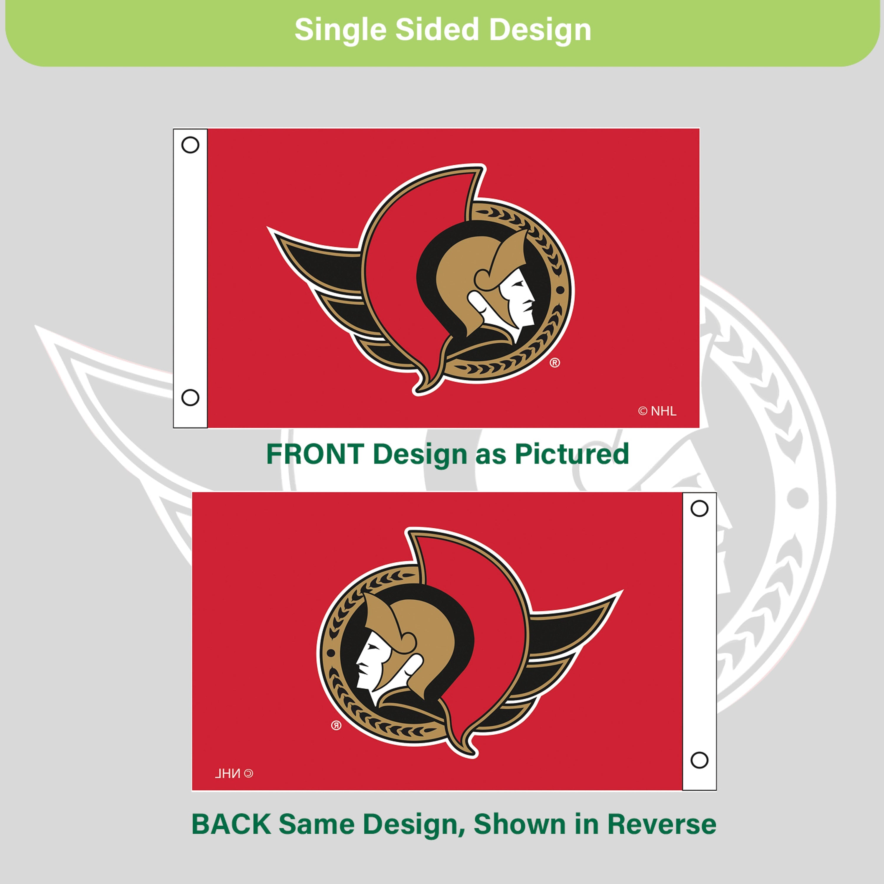 Ottawa Senators Single Sided Flag w/ 2 Grommets, 3'x5' - Sports Gifts, Sports Memorabilia, Sports Collectibles, Fan Shop