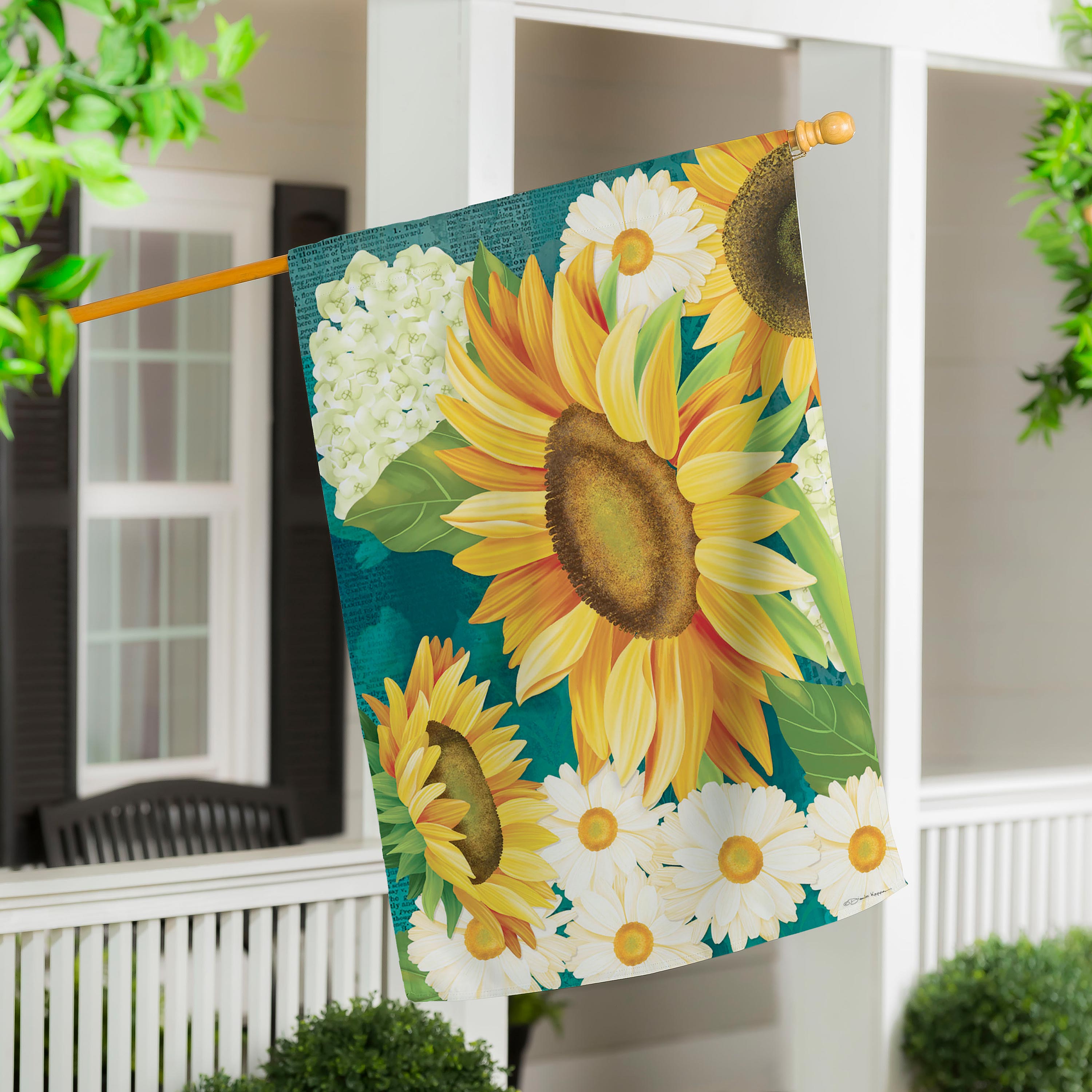 Sunflower Bloom Burlap House Flag - Sports Collectibles, Sports Memorabilia, Sports Fan Shop, Sports Gifts
