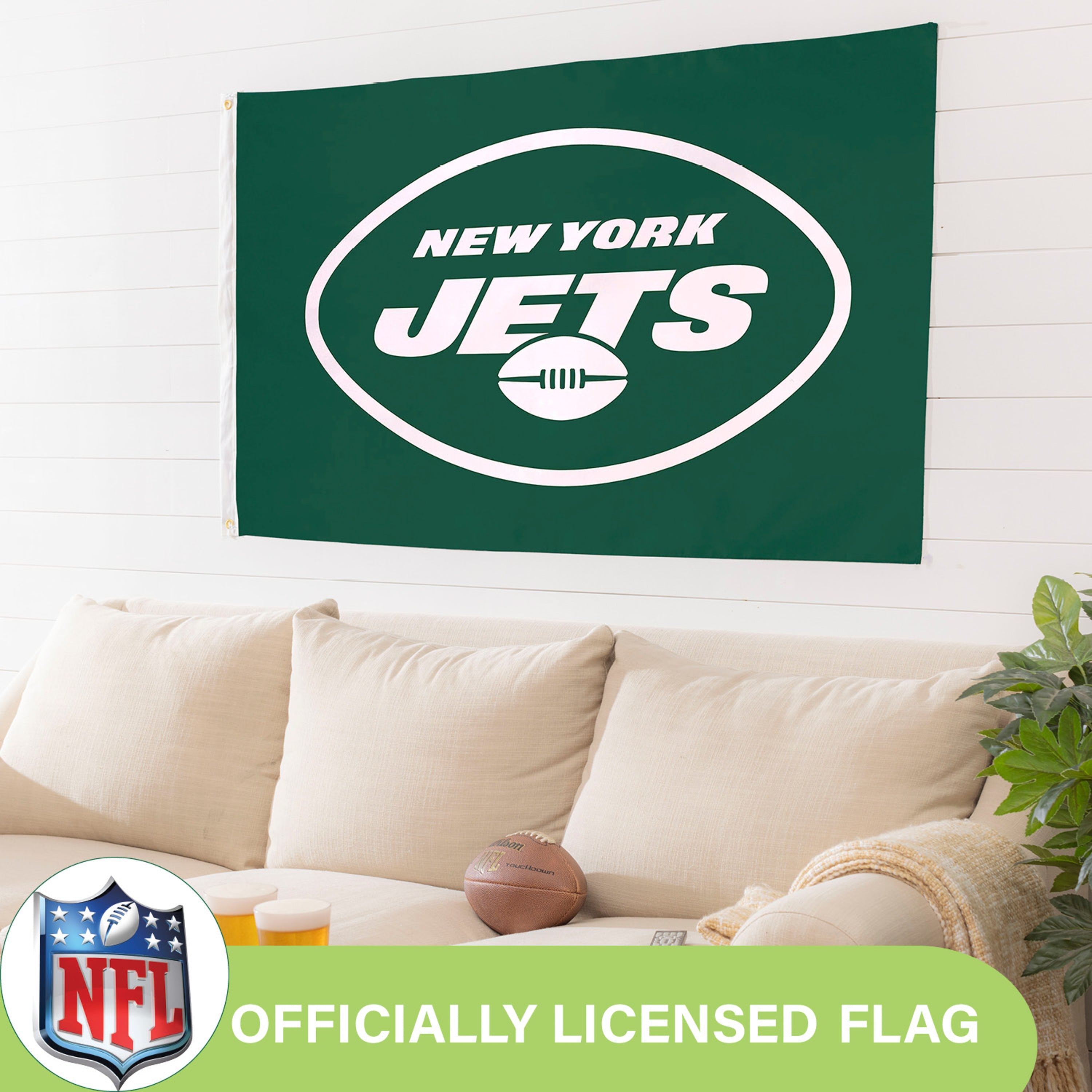 3'x5' Single Sided Flag w/ 2 Grommets, New York Jets - Sports Gifts, Sports Memorabilia, Sports Collectibles, Fan Shop
