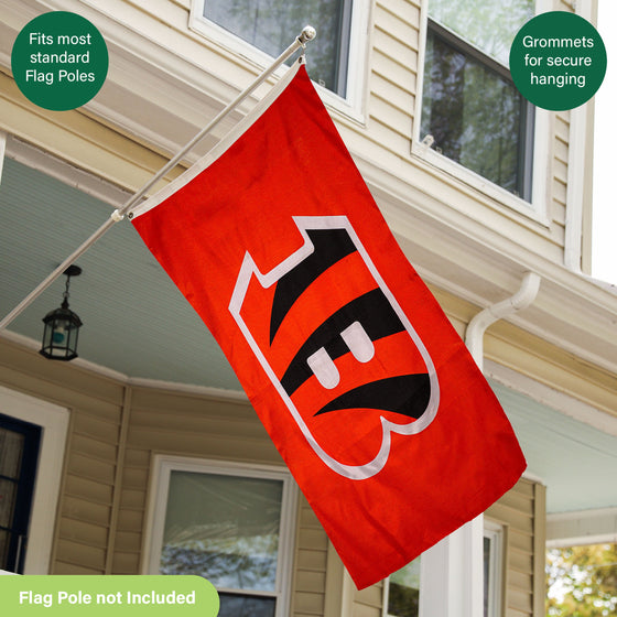 3'x5' Single Sided Flag w/ 2 Grommets, Cincinnati Bengals - Sports Gifts, Sports Memorabilia, Sports Collectibles, Fan Shop