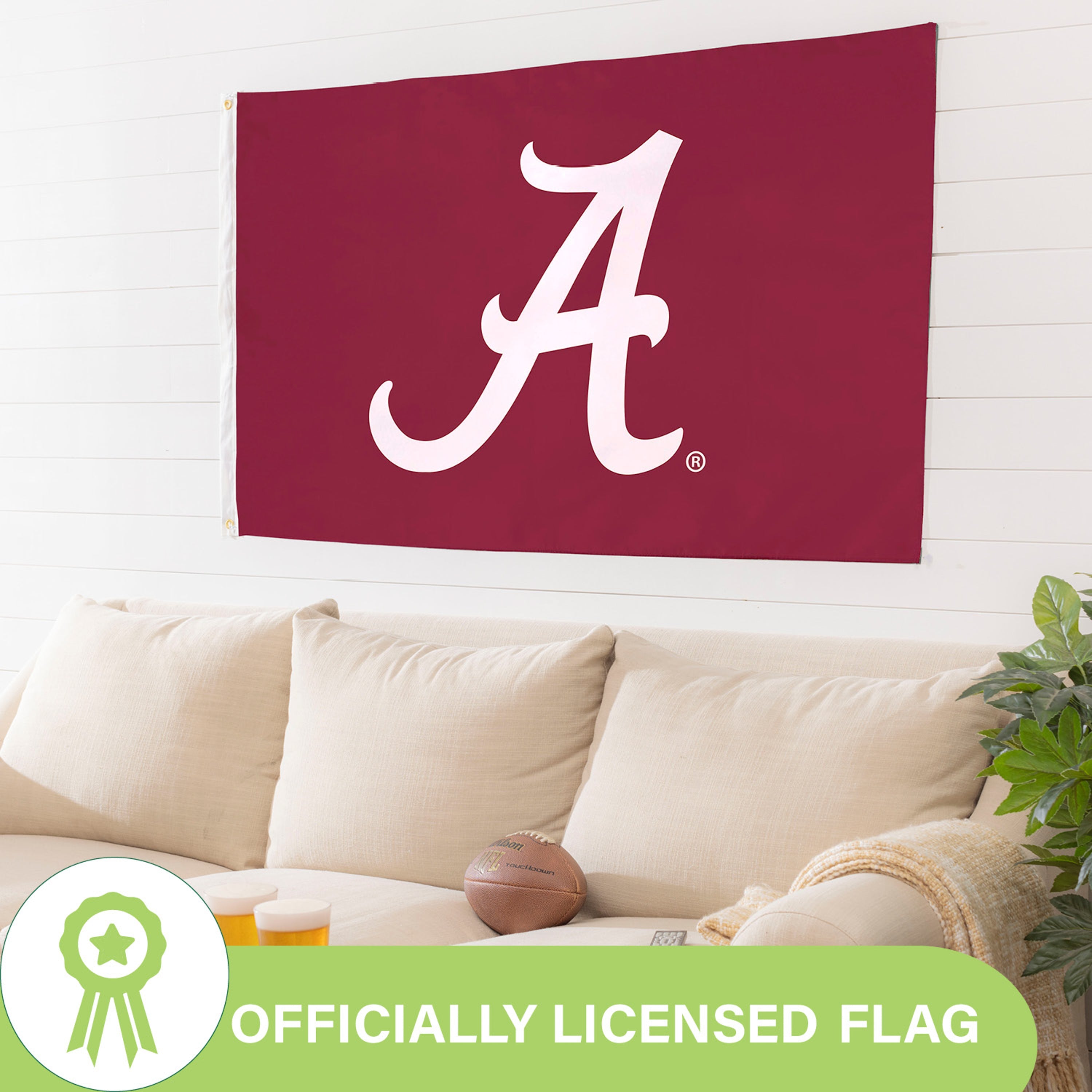 University of Alabama Single Sided Estate Flag with 2 Grommets, 3'x5' - Sports Gifts, Sports Memorabilia, Sports Collectibles, Fan Shop