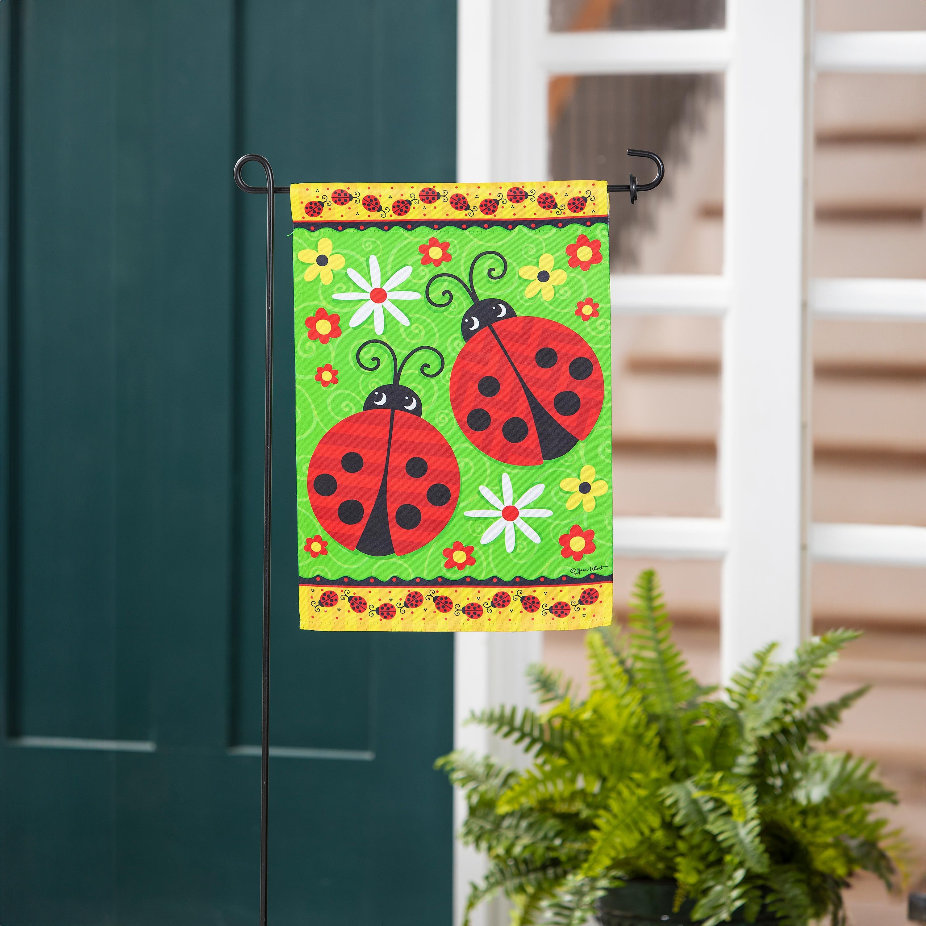 Ladybug Pair Garden Suede Flag - Sports Collectibles, Sports Memorabilia, Sports Fan Shop, Sports Gifts