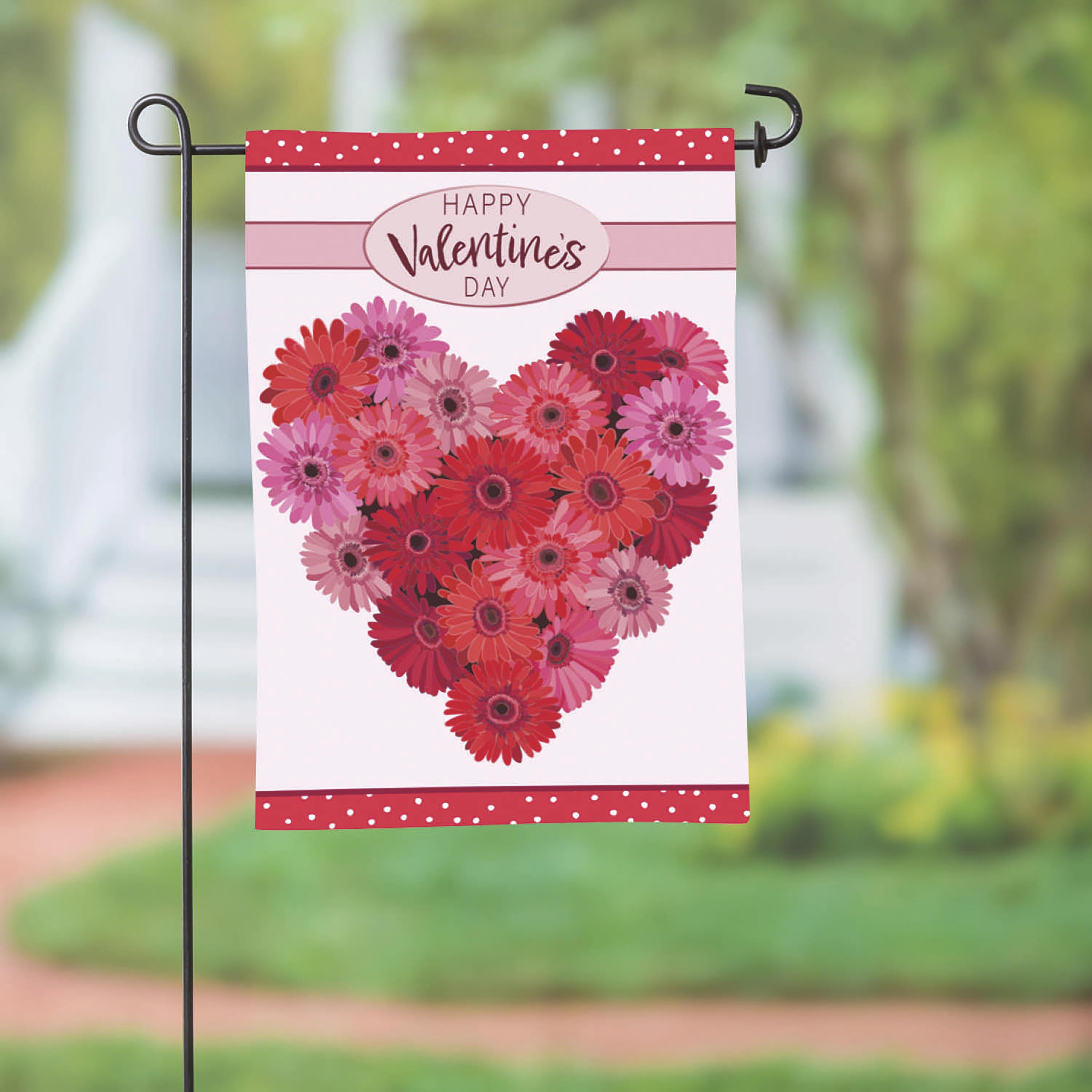 Floral Valentine's Heart Applique Garden Flag - Sports Collectibles, Sports Memorabilia, Sports Fan Shop, Sports Gifts