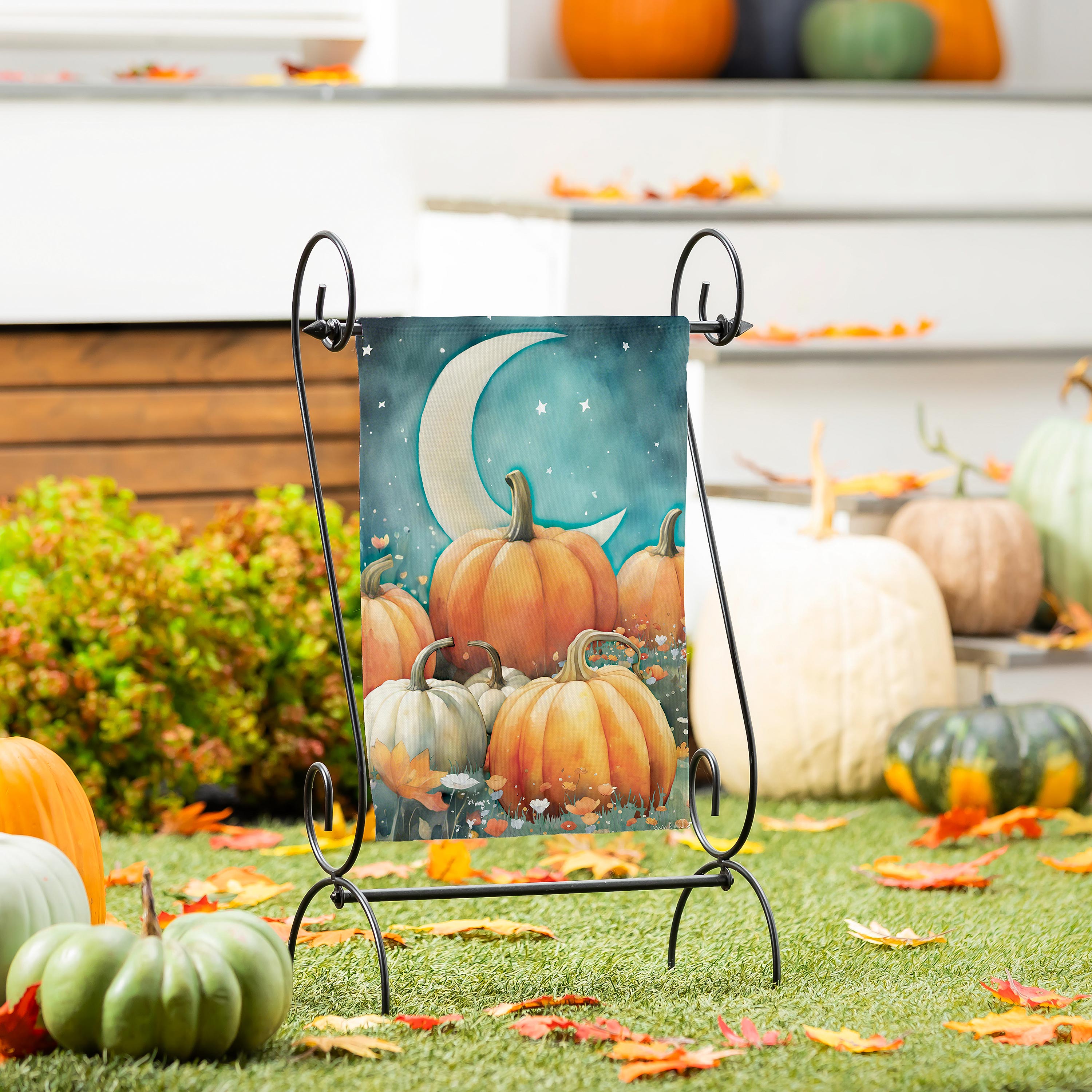 Watercolor Pumpkin Patch Suede Garden Flag - Sports Collectibles, Sports Memorabilia, Sports Fan Shop, Sports Gifts