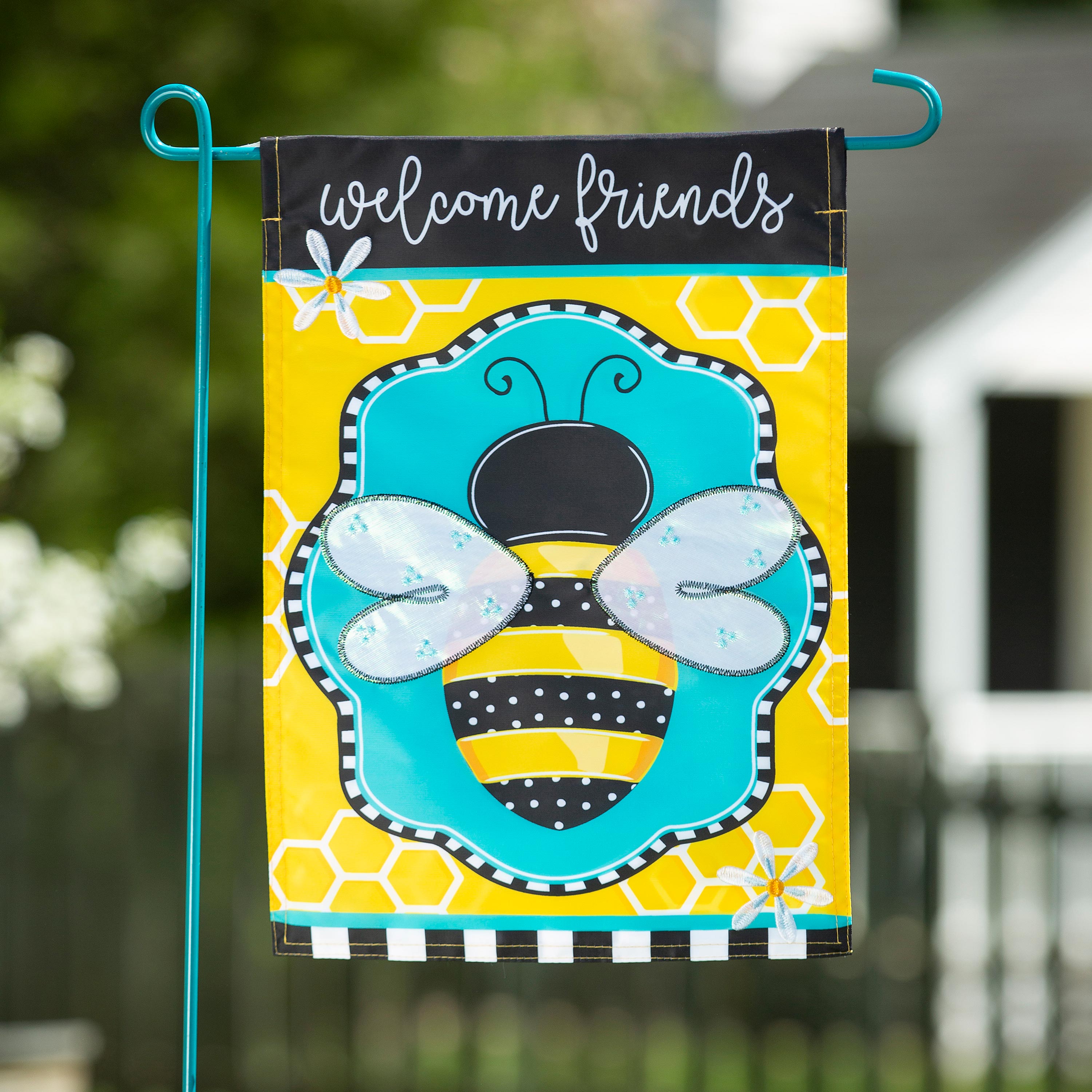 Buzzing Bee Welcome Garden Applique Flag - Sports Collectibles, Sports Memorabilia, Sports Fan Shop, Sports Gifts