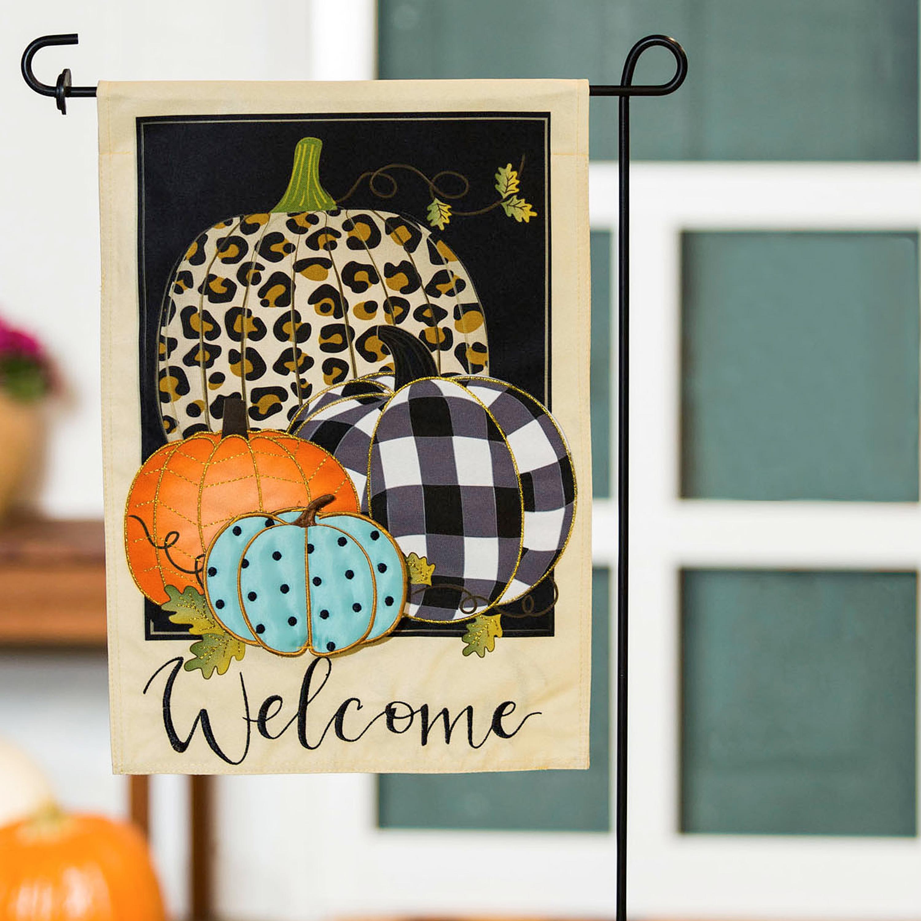 Mixed Print Pumpkins Garden Linen Flag - Sports Collectibles, Sports Memorabilia, Sports Fan Shop, Sports Gifts