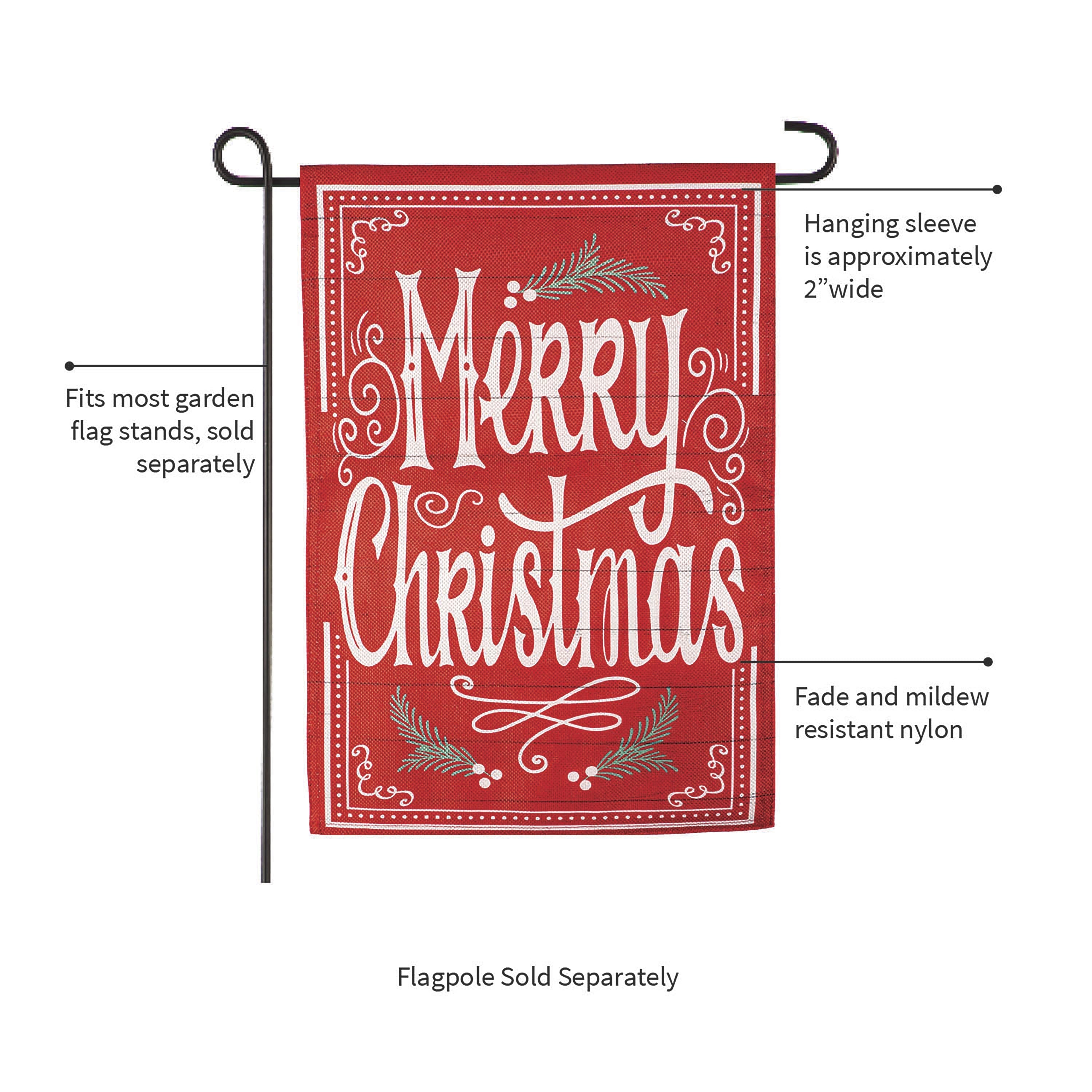 Quaint Merry Christmas Sign Burlap Garden Flag - Sports Collectibles, Sports Memorabilia, Sports Fan Shop, Sports Gifts