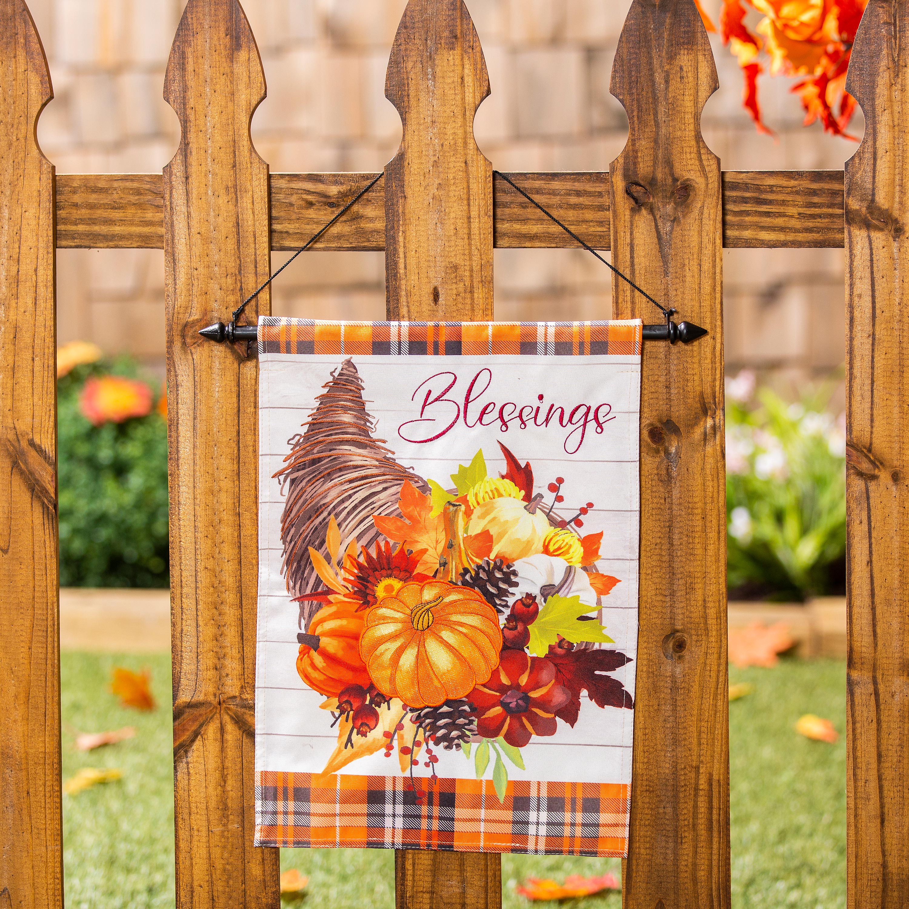 Cornucopia Blessings Garden Linen Flag - Sports Collectibles, Sports Memorabilia, Sports Fan Shop, Sports Gifts