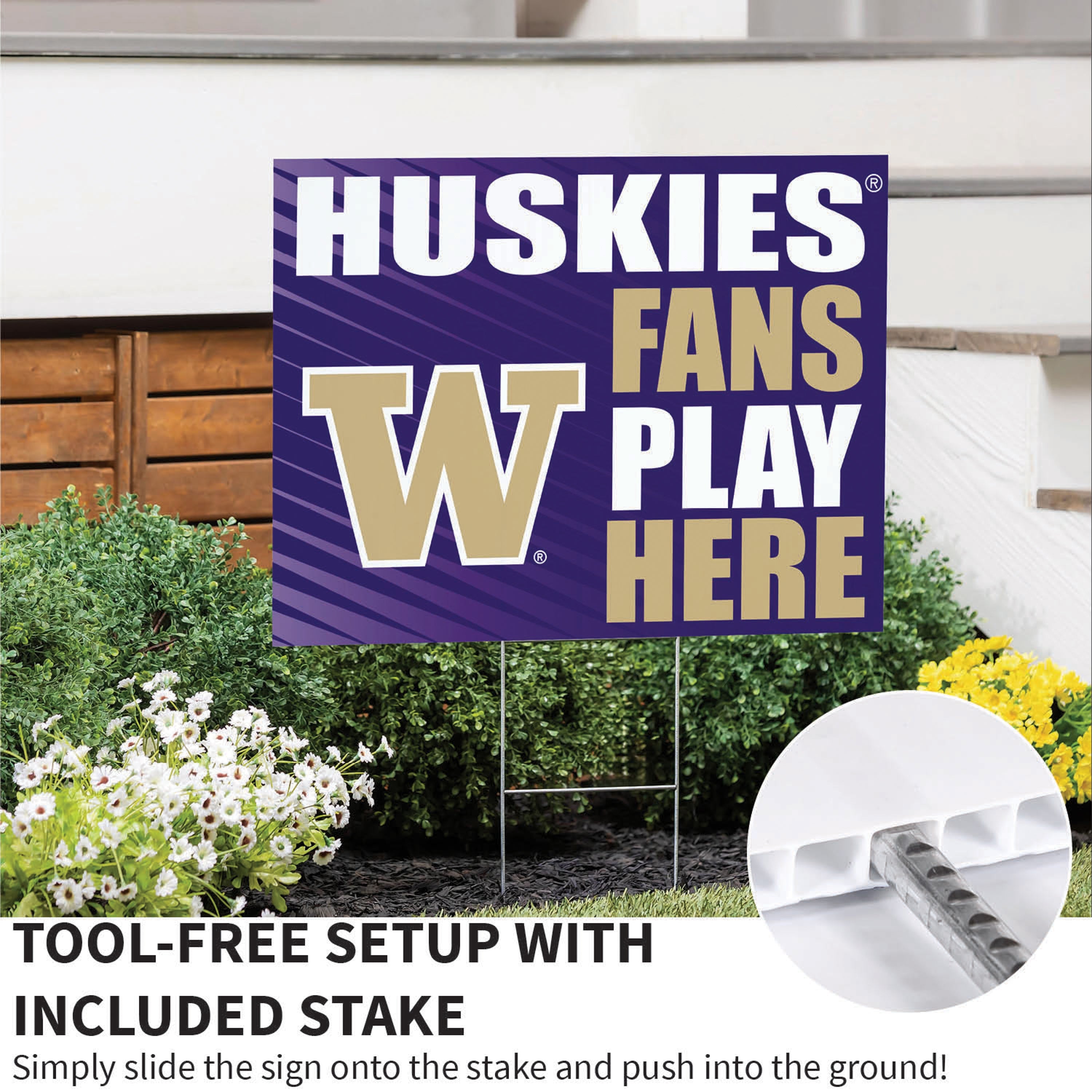 University of Washington Coroplast Yard Sign "Fans Play Here" - Sports Gifts, Sports Memorabilia, Sports Collectibles, Fan Shop