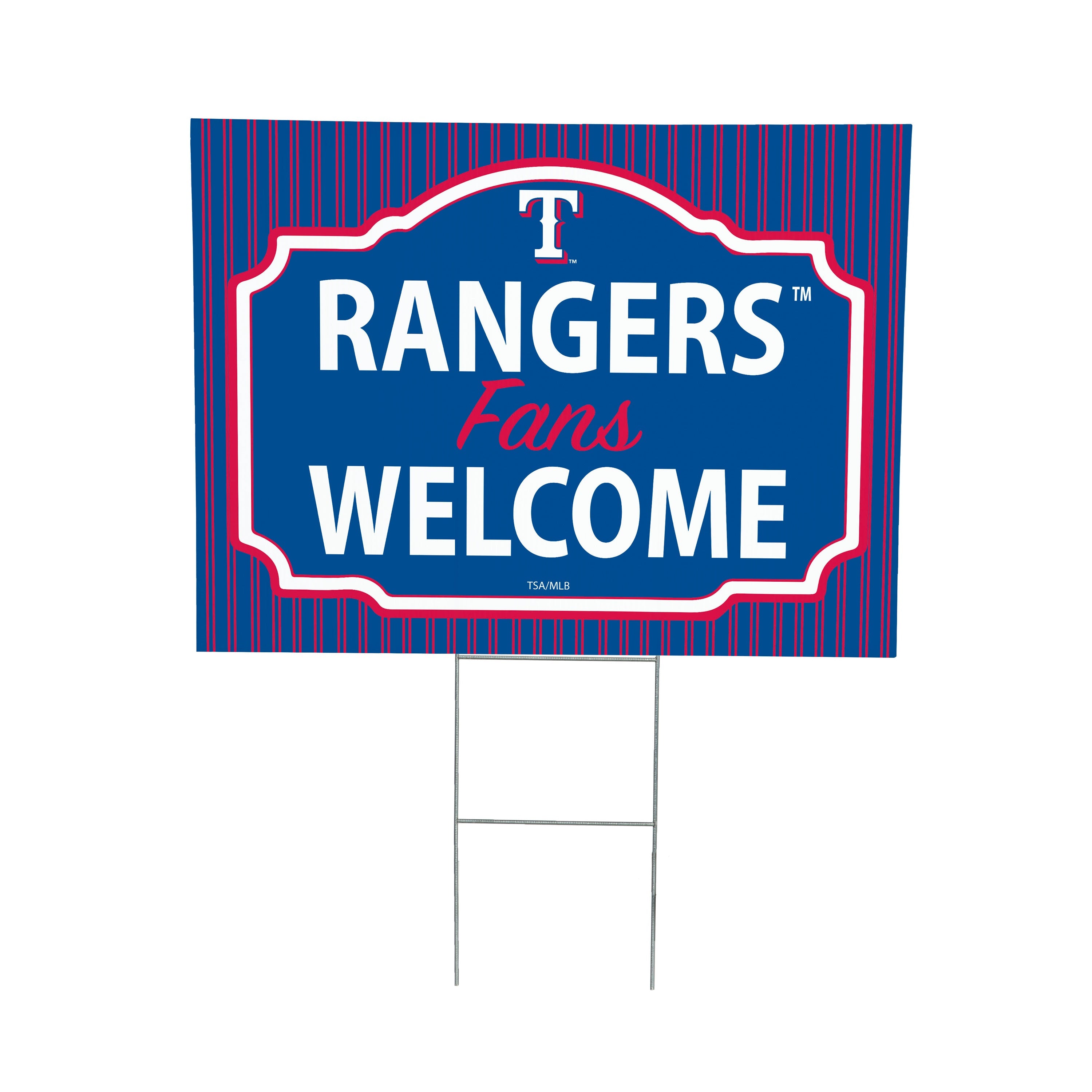 Texas Rangers Coroplast Yard Sign, "Fans Welcome" - Sports Collectibles, Sports Memorabilia, Sports Fan Shop, Sports Gifts