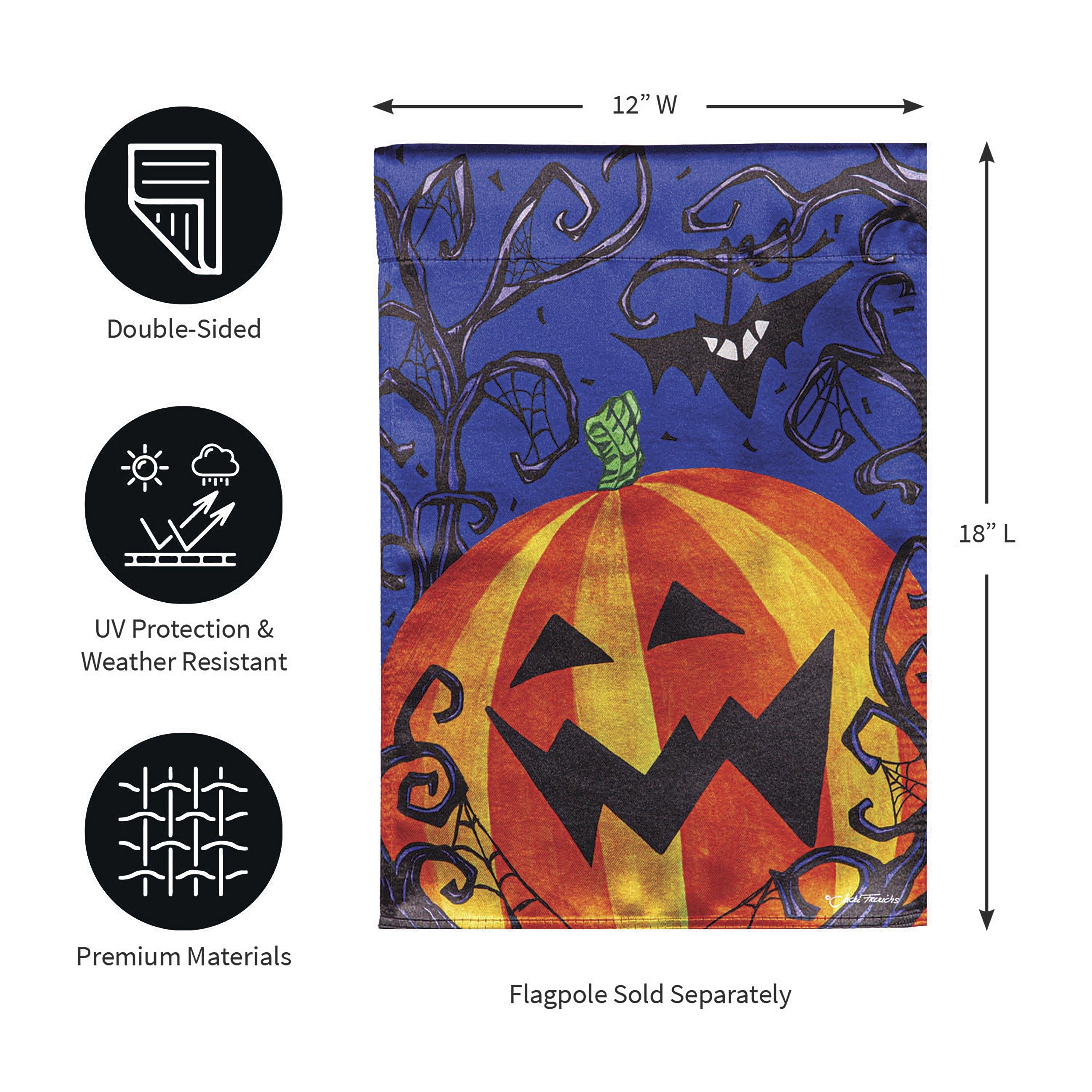 Halloween Jack O' Lantern Pumpkin Lustre Garden Flag - Sports Collectibles, Sports Memorabilia, Sports Fan Shop, Sports Gifts