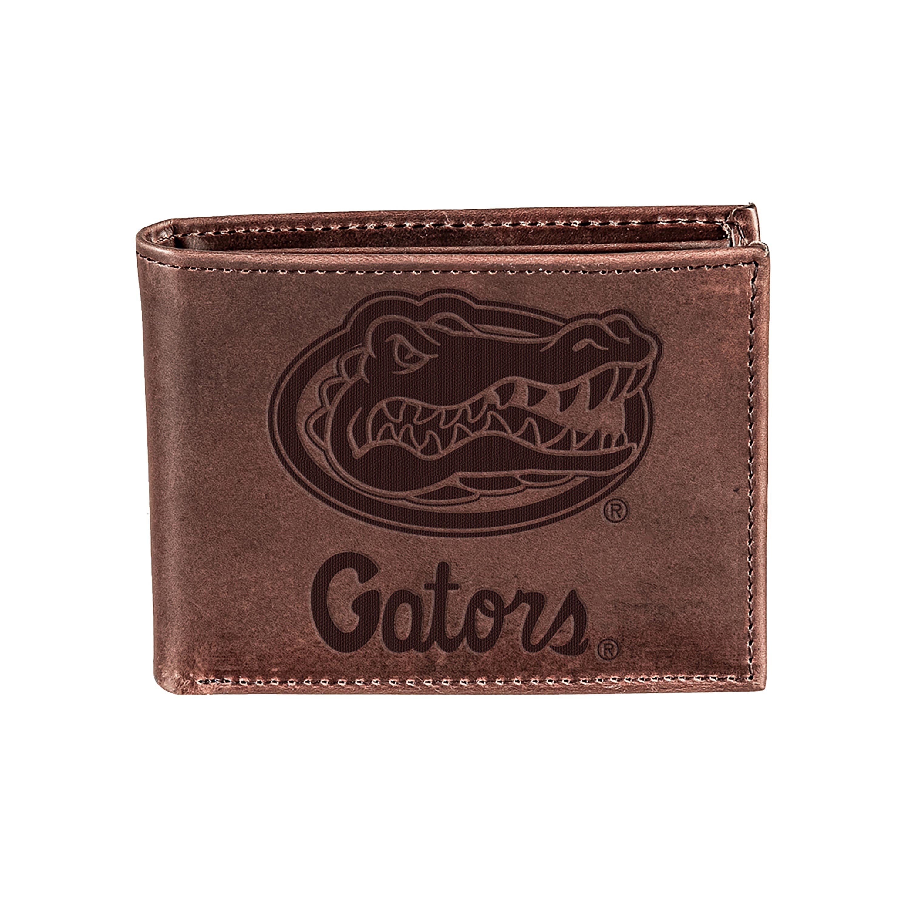 University of Florida, Bi-Fold Wallet, Brown, CH, 100% Genuine Leather - Sports Collectibles, Sports Memorabilia, Sports Fan Shop, Sports Gifts