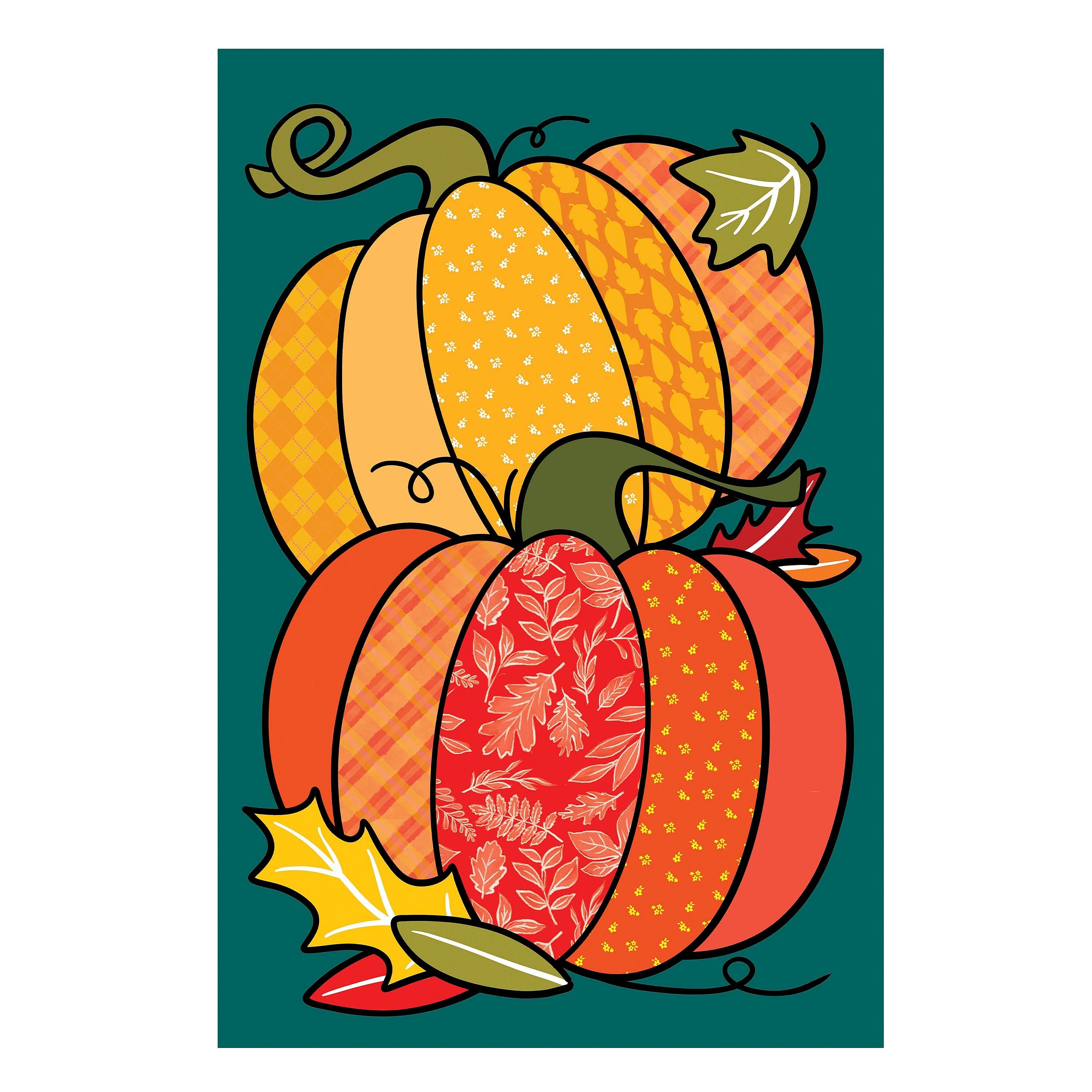 Quilted Pumpkins Burlap House Flag - Sports Collectibles, Sports Memorabilia, Sports Fan Shop, Sports Gifts