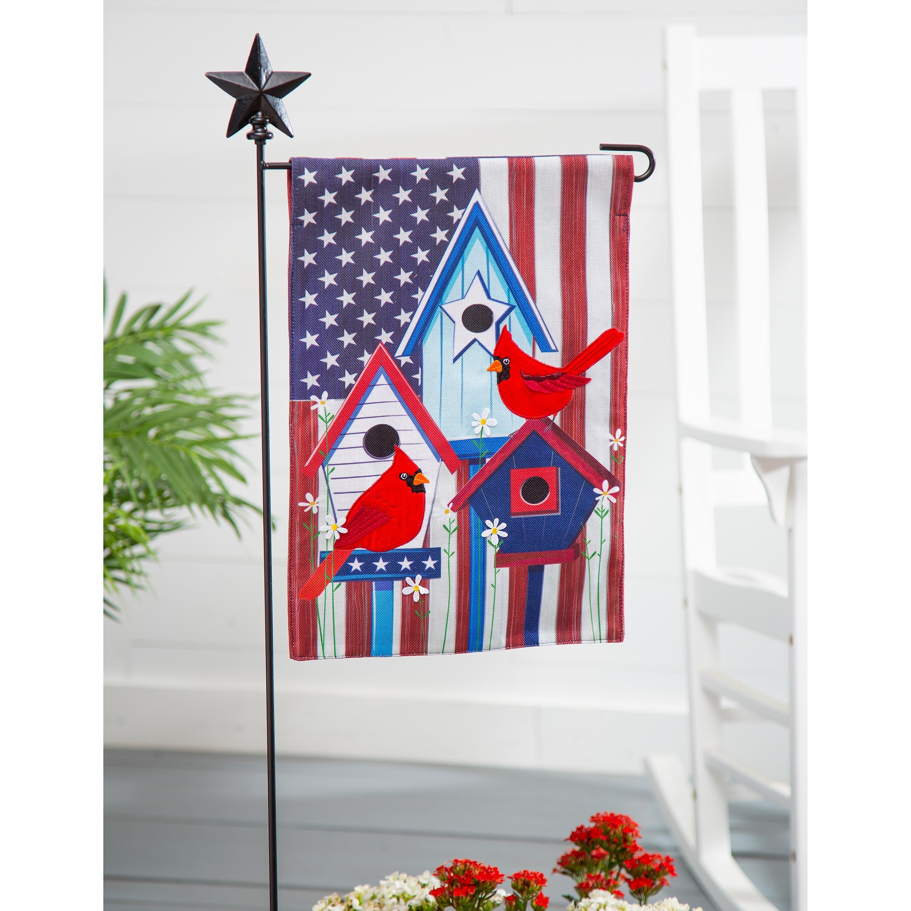 Patriotic Birdhouses Garden Burlap Flag - Sports Collectibles, Sports Memorabilia, Sports Fan Shop, Sports Gifts