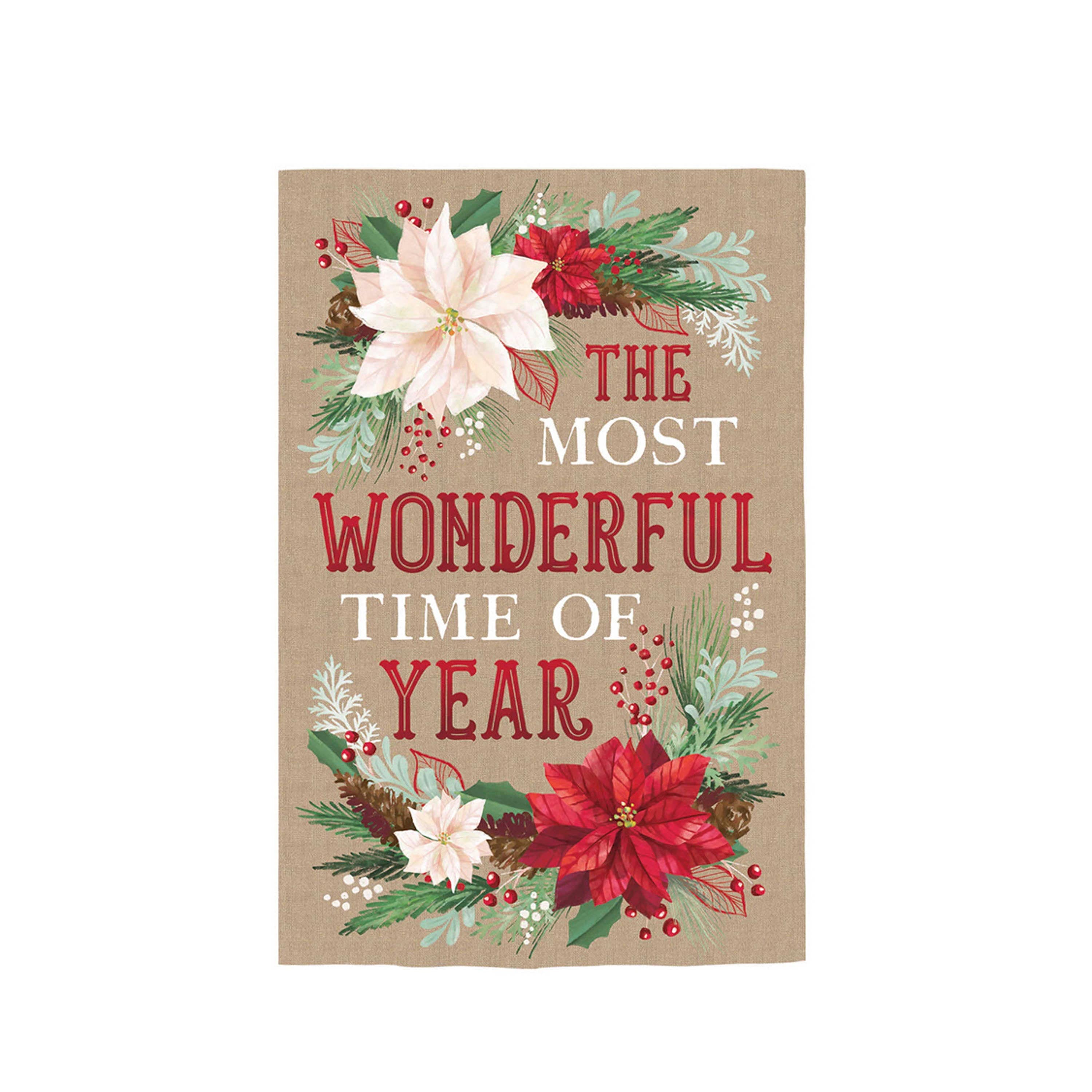 The Most Wonderful Time of the Year Burlap House Flag - Sports Collectibles, Sports Memorabilia, Sports Fan Shop, Sports Gifts