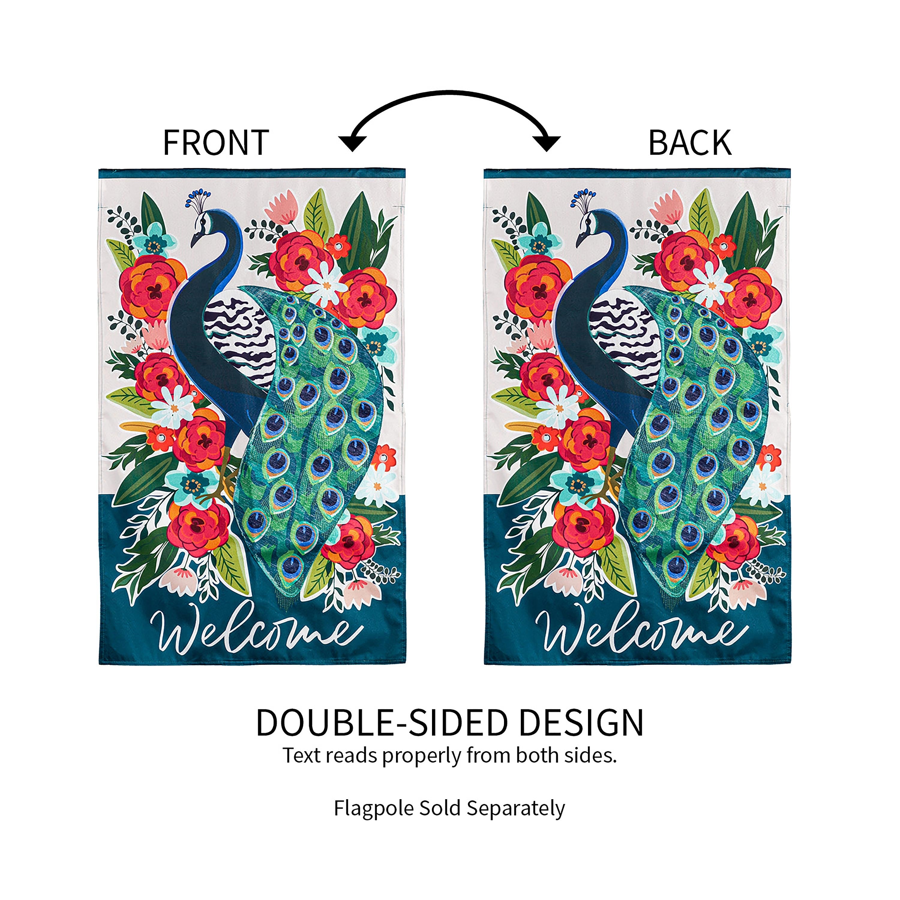 Floral Peacock Garden Linen Flag - Sports Collectibles, Sports Memorabilia, Sports Fan Shop, Sports Gifts