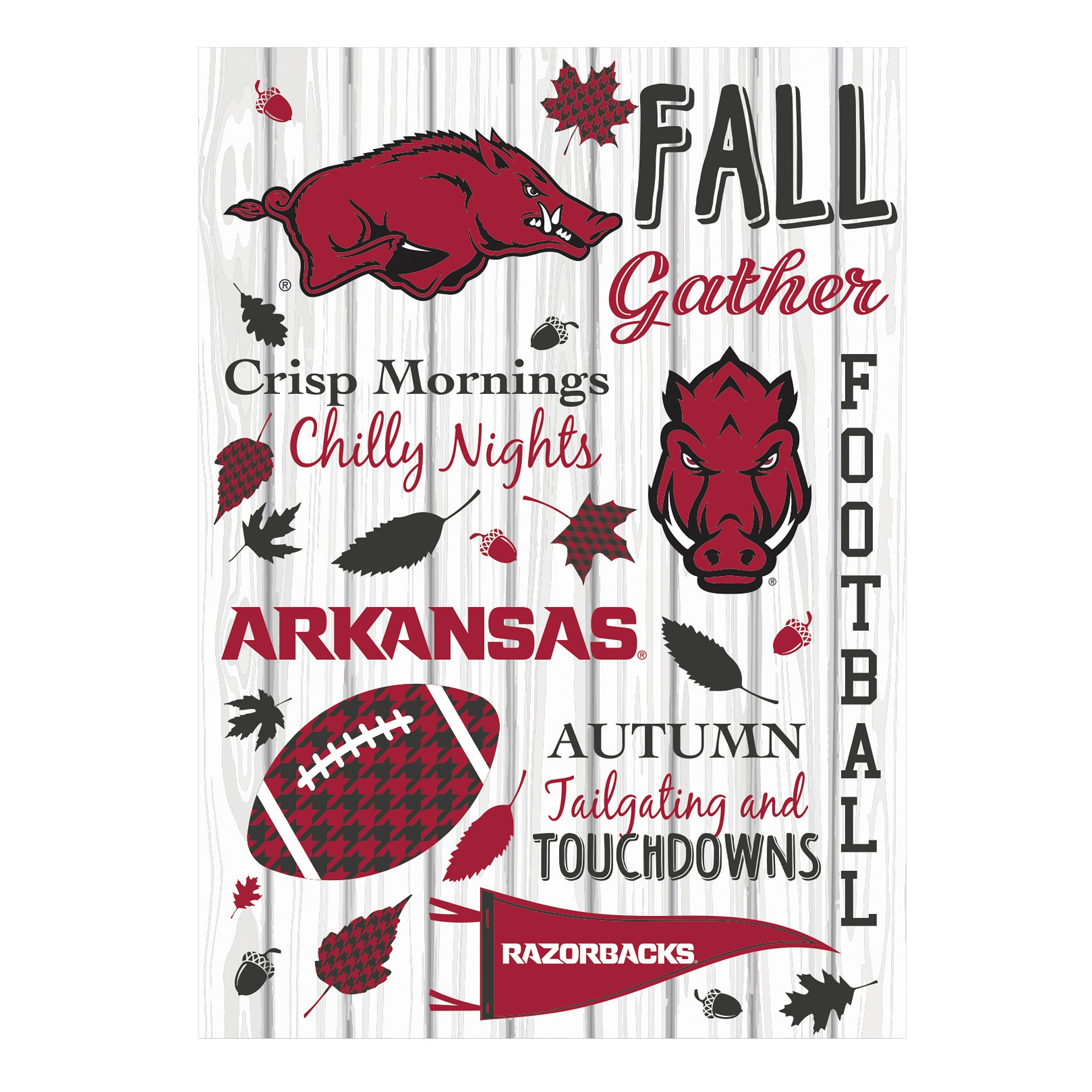 University of Arkansas, Moire Flag, House Size, Fall Seasonal - Sports Collectibles, Sports Memorabilia, Sports Fan Shop, Sports Gifts