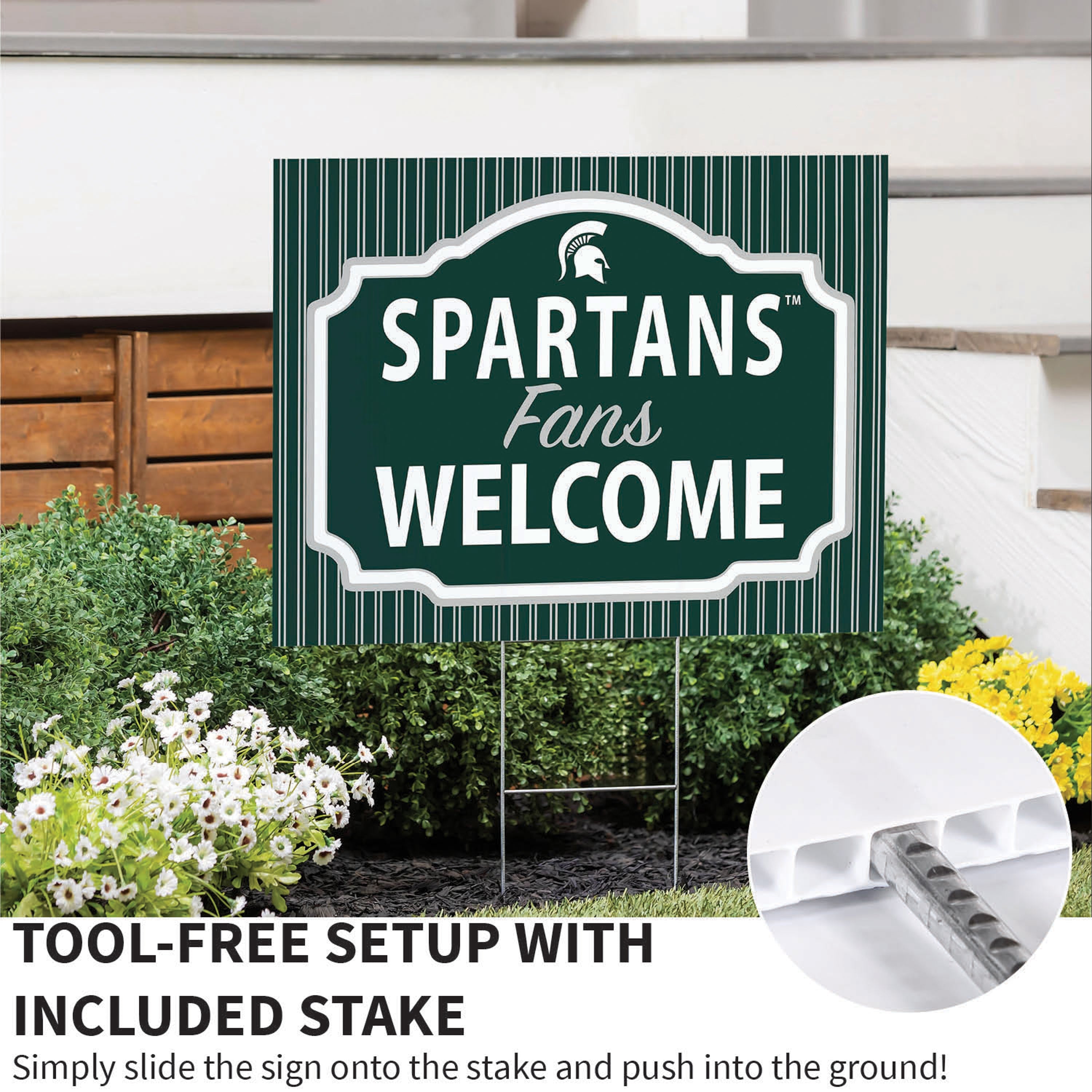 Michigan State University Coroplast Yard Sign, "Fans Welcome" - Sports Collectibles, Sports Memorabilia, Sports Fan Shop, Sports Gifts