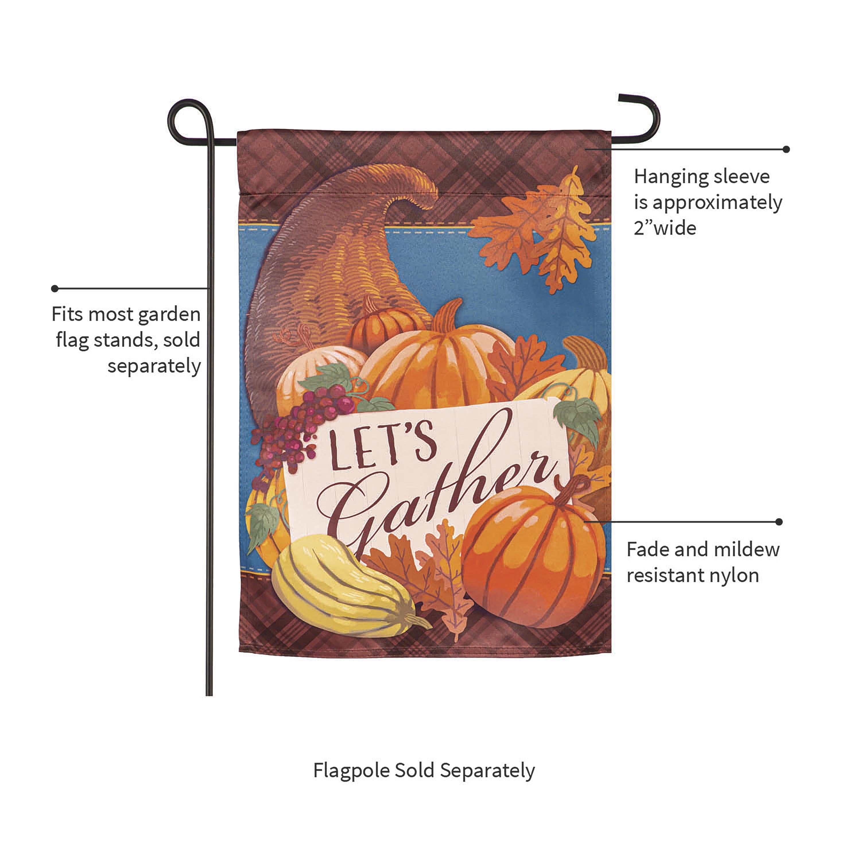 Gather Cornucopia Suede Garden Flag - Sports Collectibles, Sports Memorabilia, Sports Fan Shop, Sports Gifts