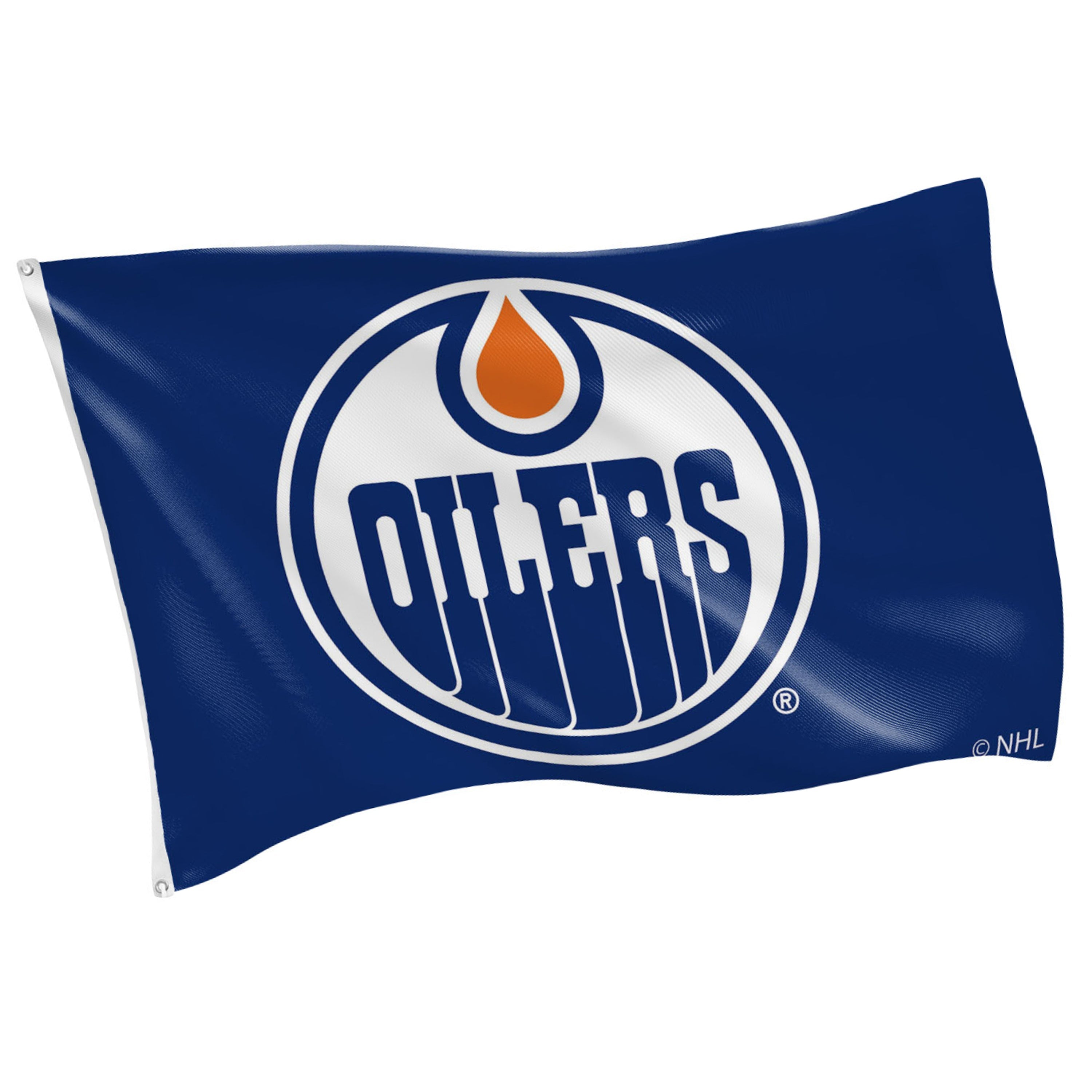 Edmonton Oilers Single Sided Flag w/ 2 Grommets, 3'x5' - Sports Gifts, Sports Memorabilia, Sports Collectibles, Fan Shop