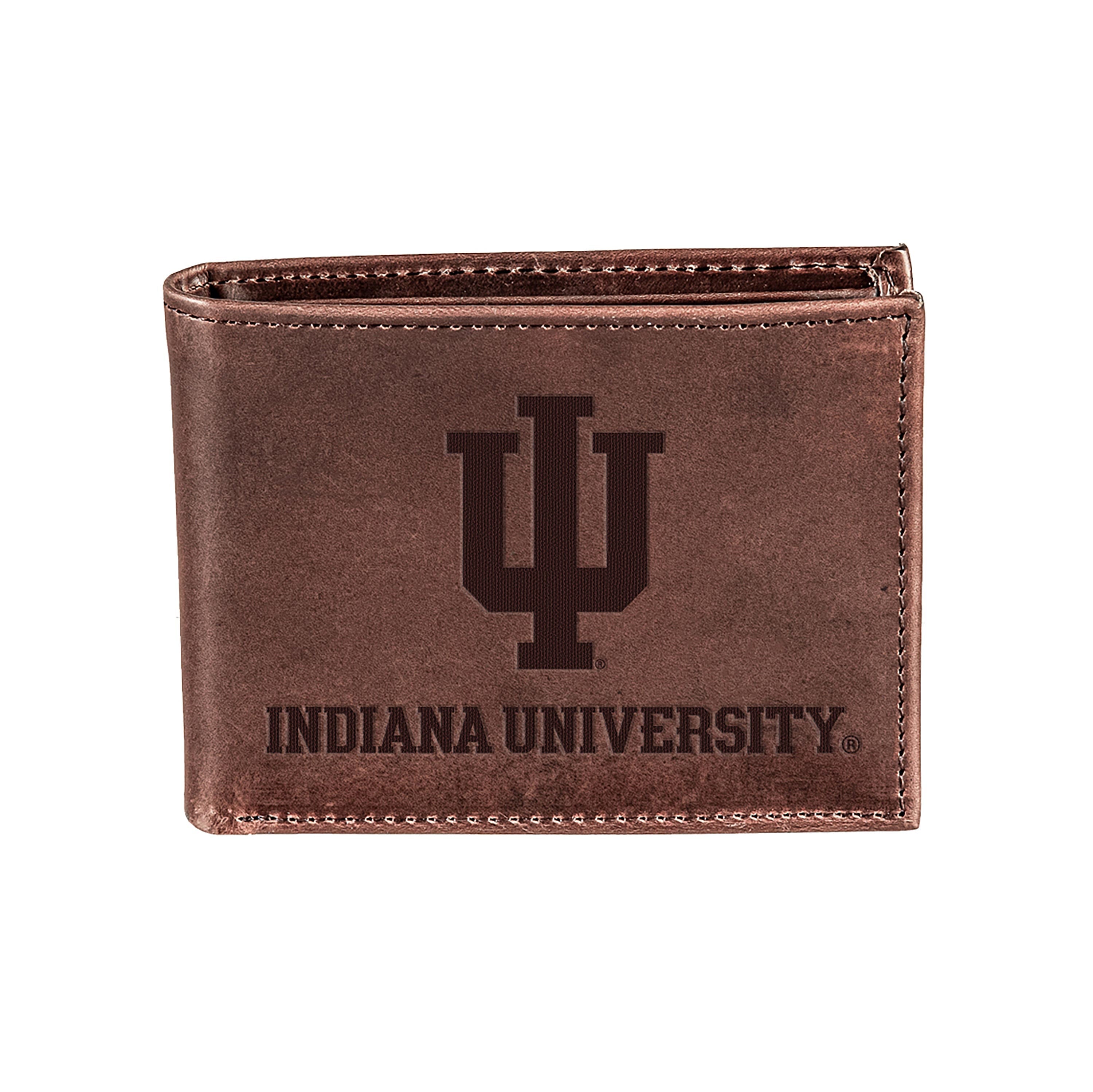Indiana University, Bi-Fold Wallet, Brown, CH, 100% Genuine Leather - Sports Collectibles, Sports Memorabilia, Sports Fan Shop, Sports Gifts