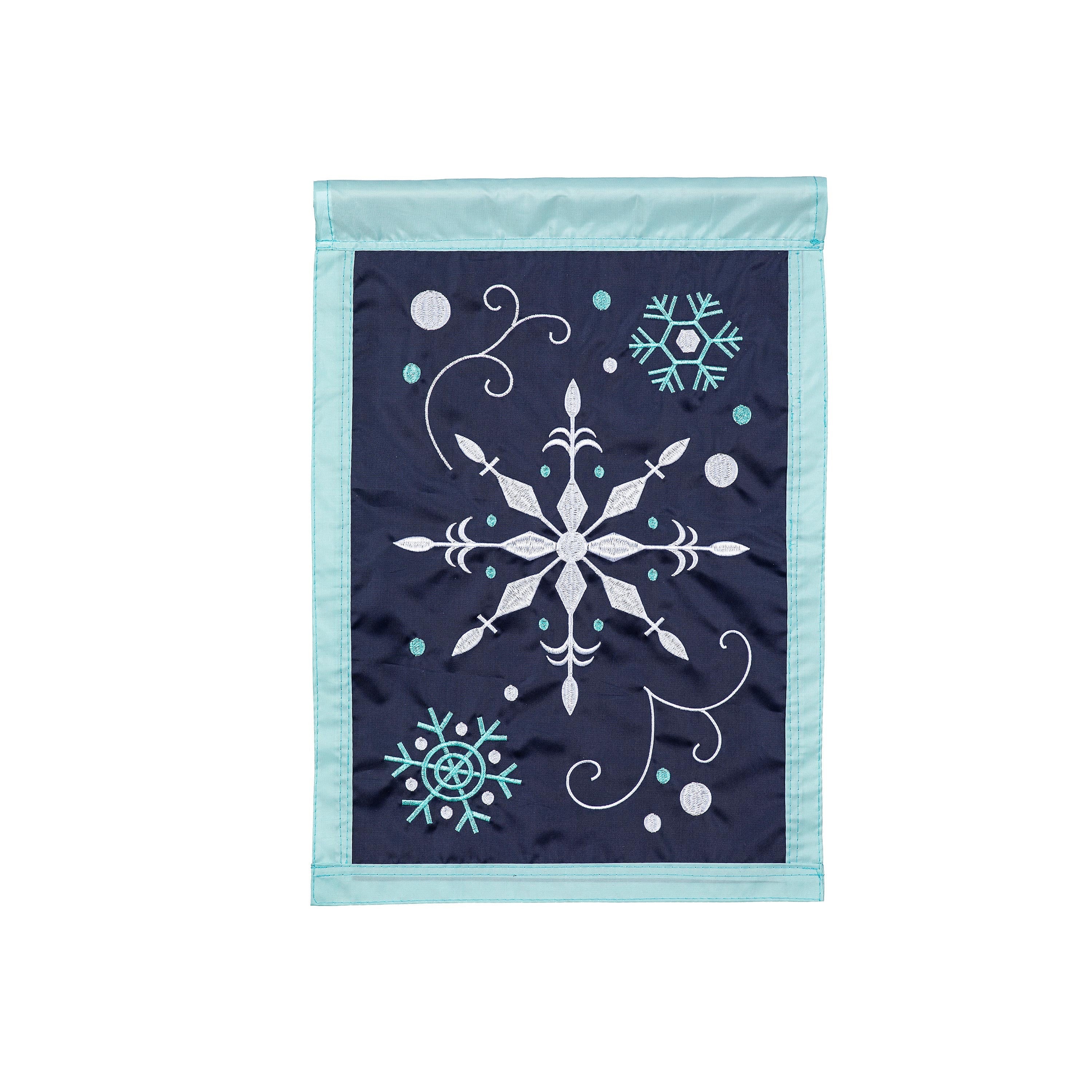 Snowflake Flurries Basic Applique Garden Flag - Sports Collectibles, Sports Memorabilia, Sports Fan Shop, Sports Gifts