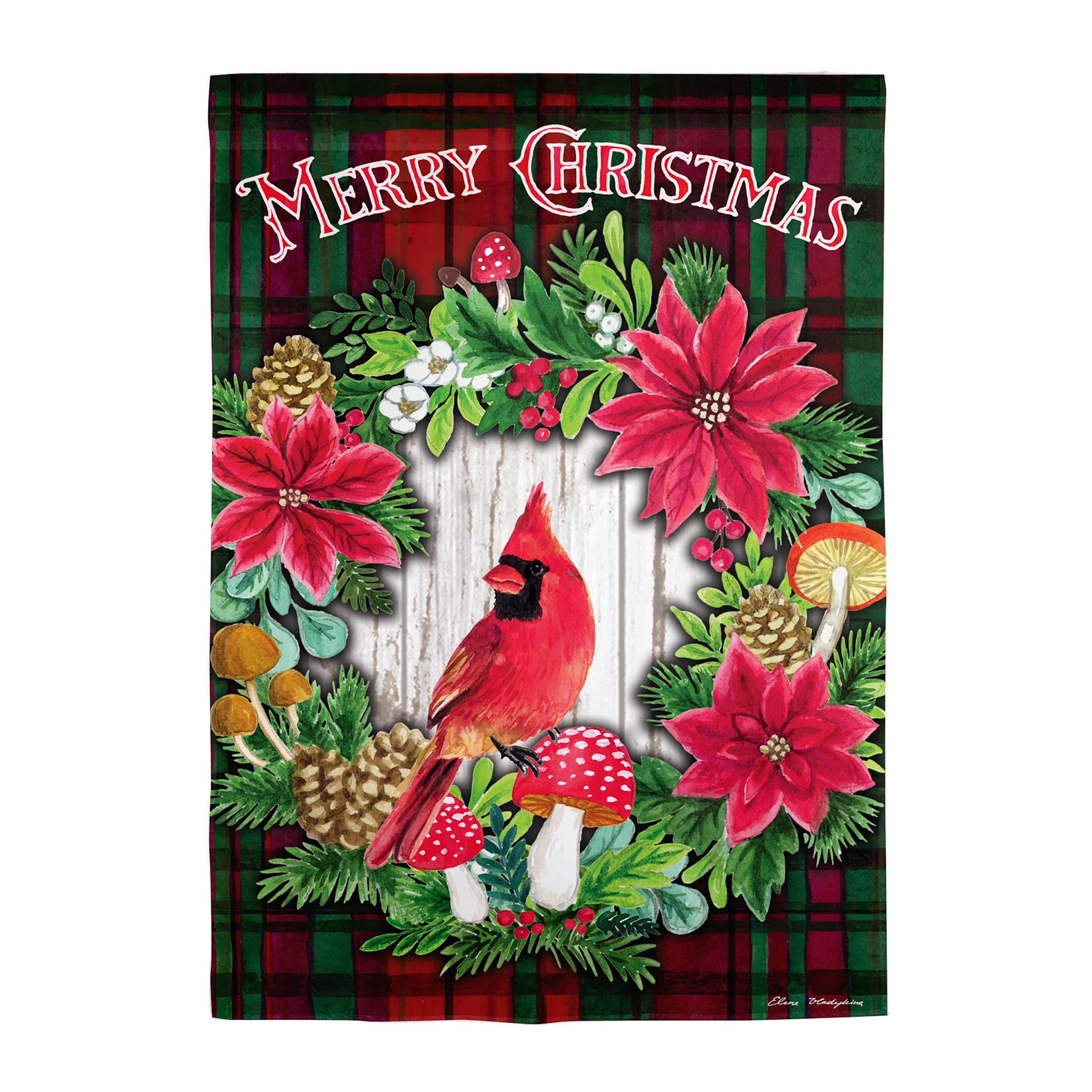Merry Christmas Cardinal Suede House Flag - Sports Collectibles, Sports Memorabilia, Sports Fan Shop, Sports Gifts