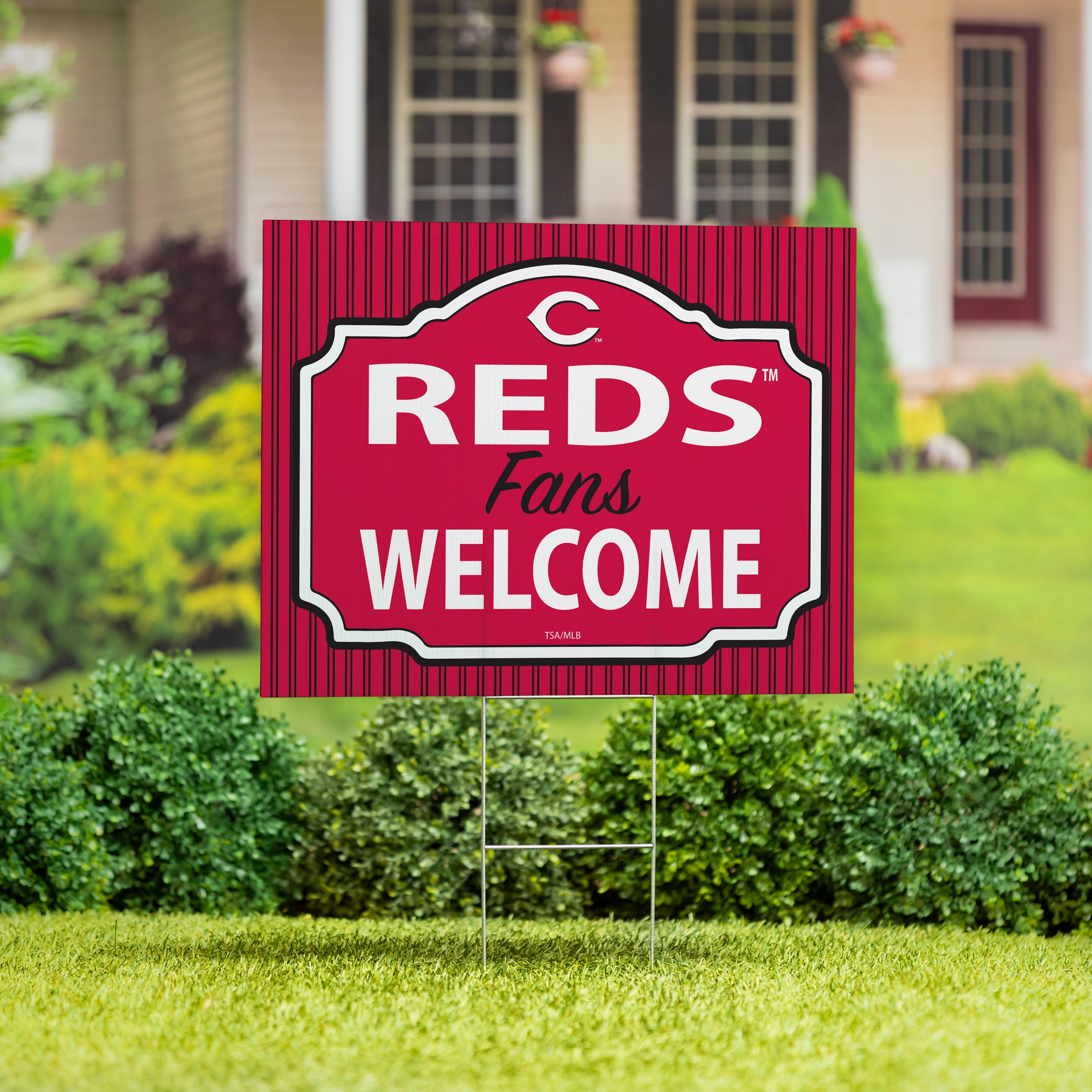 Cincinnati Reds Coroplast Yard Sign, "Fans Welcome" - Sports Collectibles, Sports Memorabilia, Sports Fan Shop, Sports Gifts