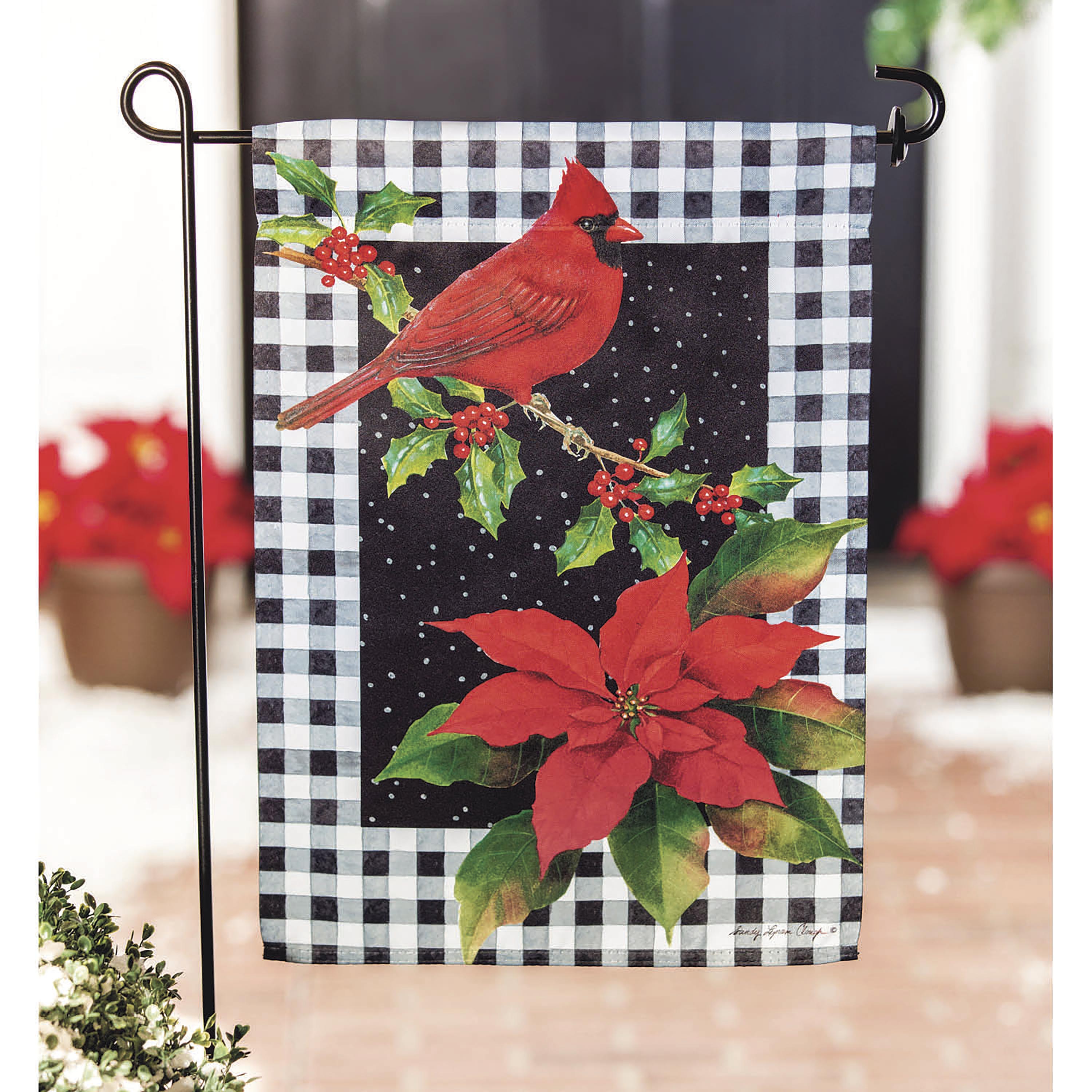 Cardinal & Holly Garden Suede Flag - Sports Collectibles, Sports Memorabilia, Sports Fan Shop, Sports Gifts