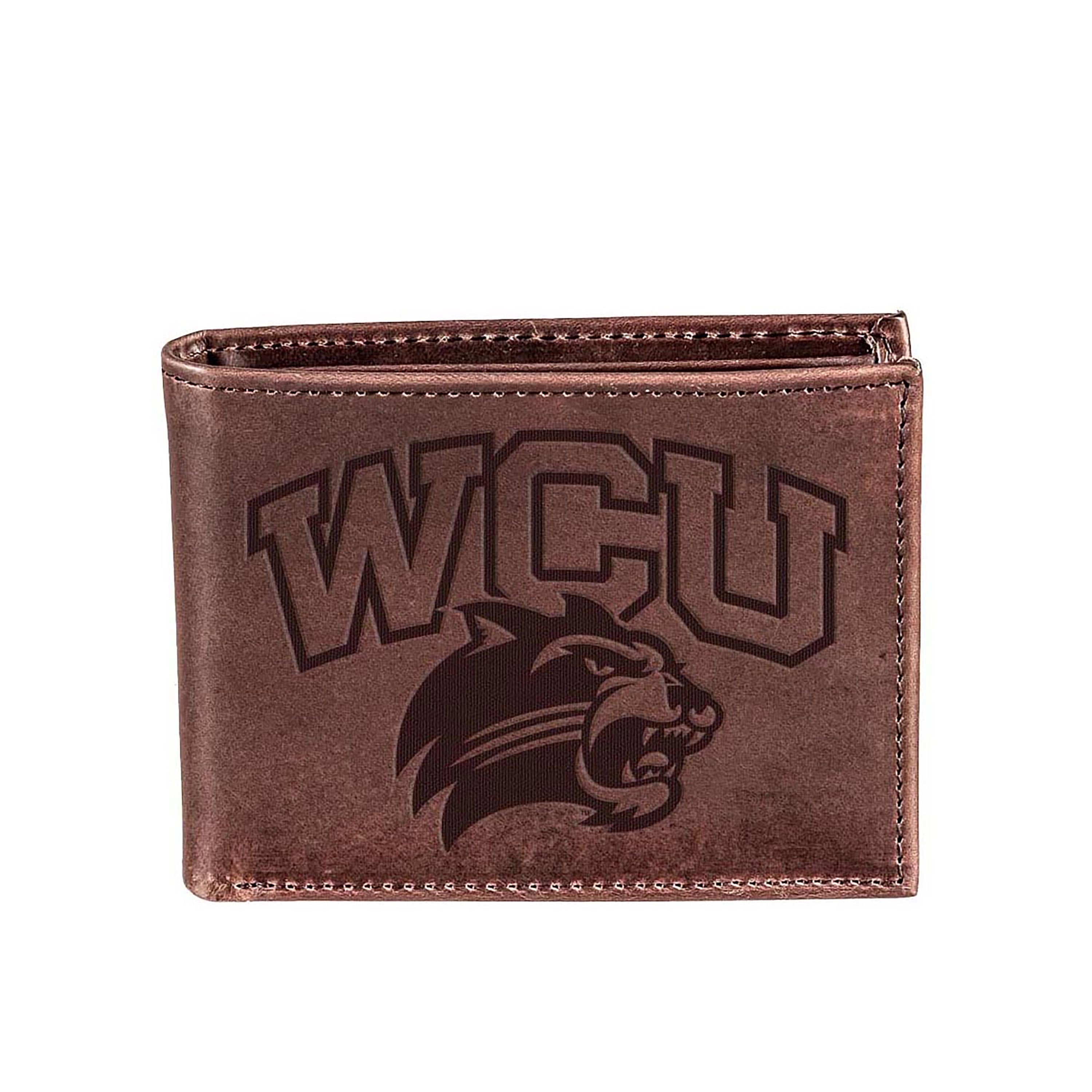 Western Carolina University, Bi-Fold Wallet, Brown, CH, 100% Genuine Leather - Sports Collectibles, Sports Memorabilia, Sports Fan Shop, Sports Gifts