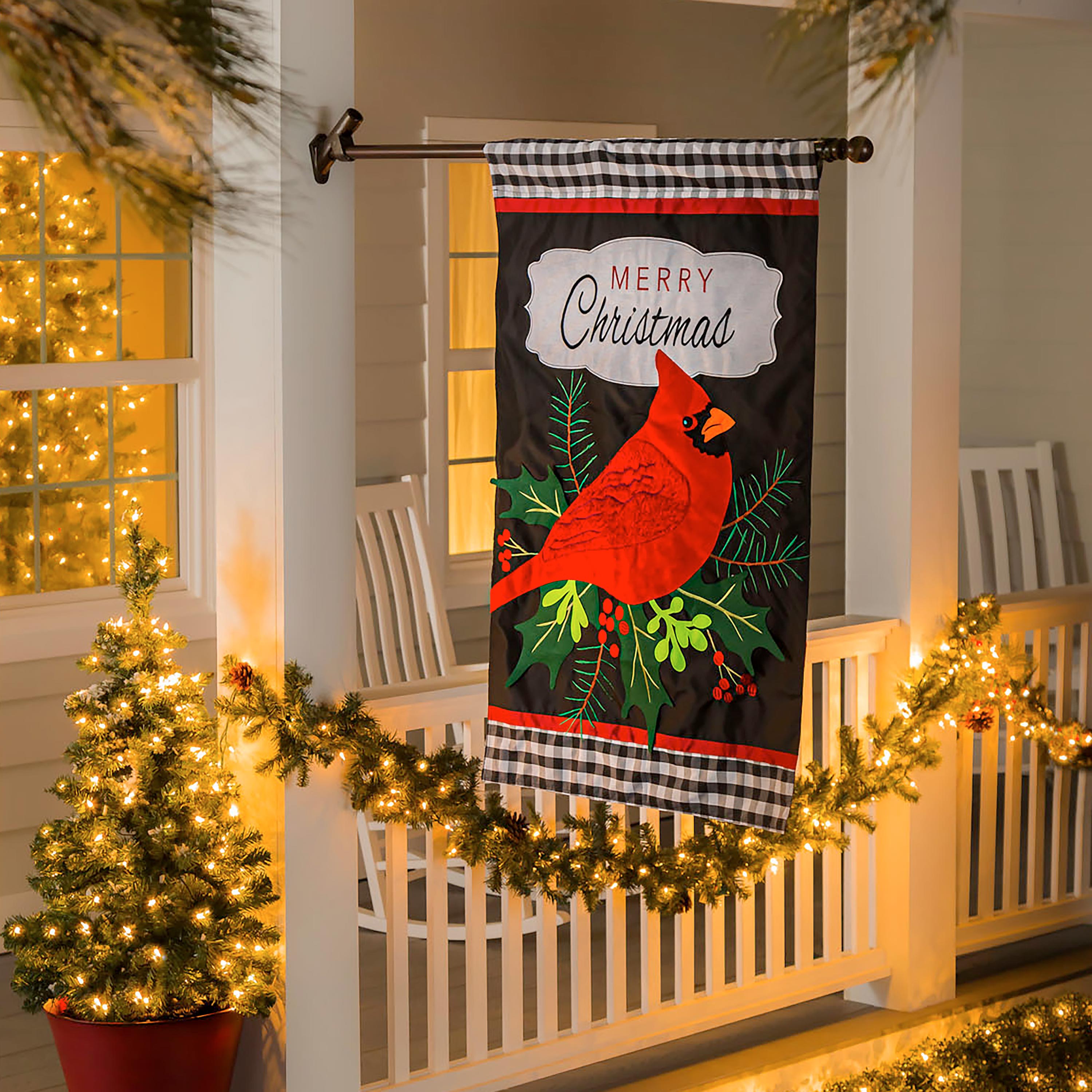 Merry Christmas Cardinal Applique House Flag - Sports Collectibles, Sports Memorabilia, Sports Fan Shop, Sports Gifts