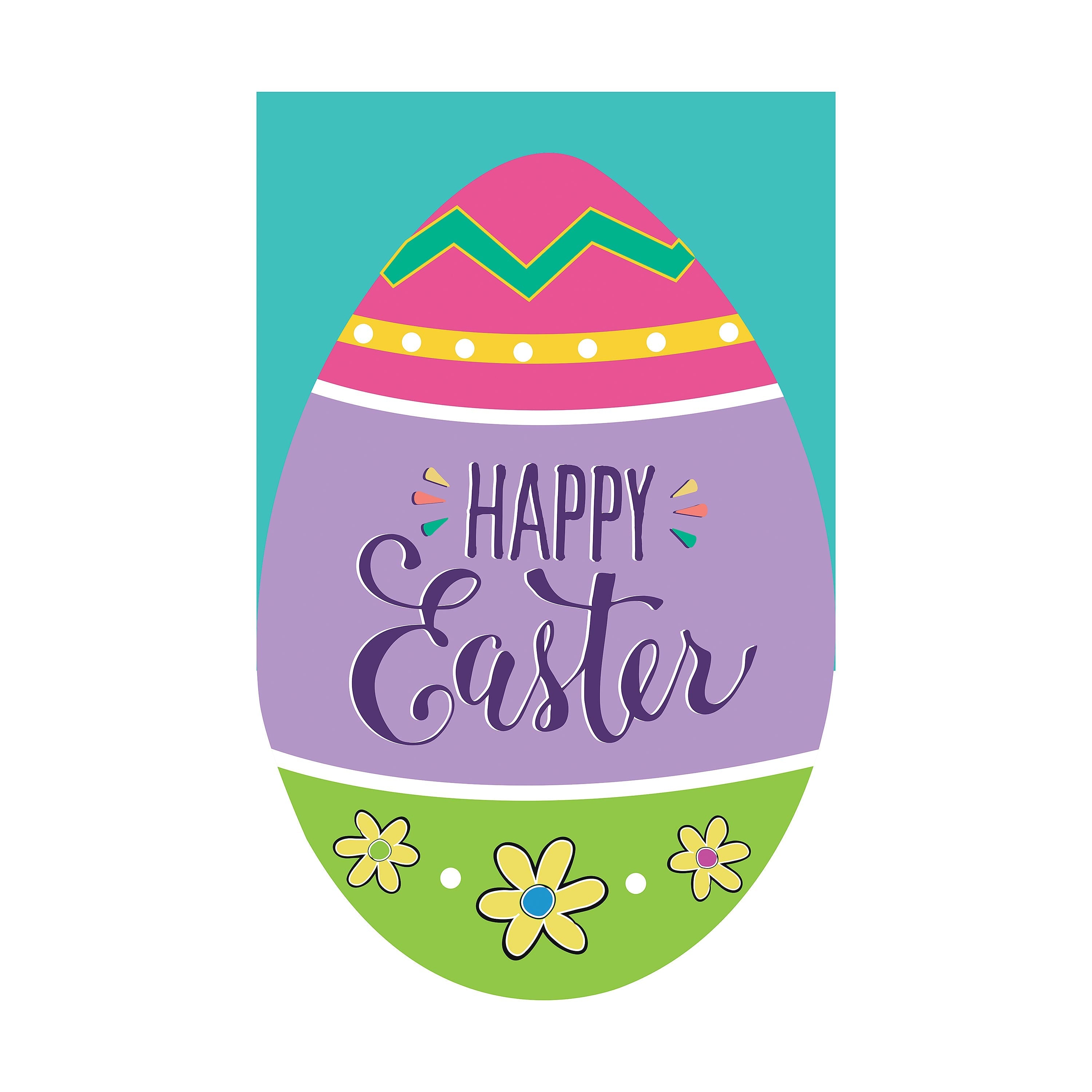 Happy Go Lucky Easter Basic Applique House Flag - Sports Collectibles, Sports Memorabilia, Sports Fan Shop, Sports Gifts