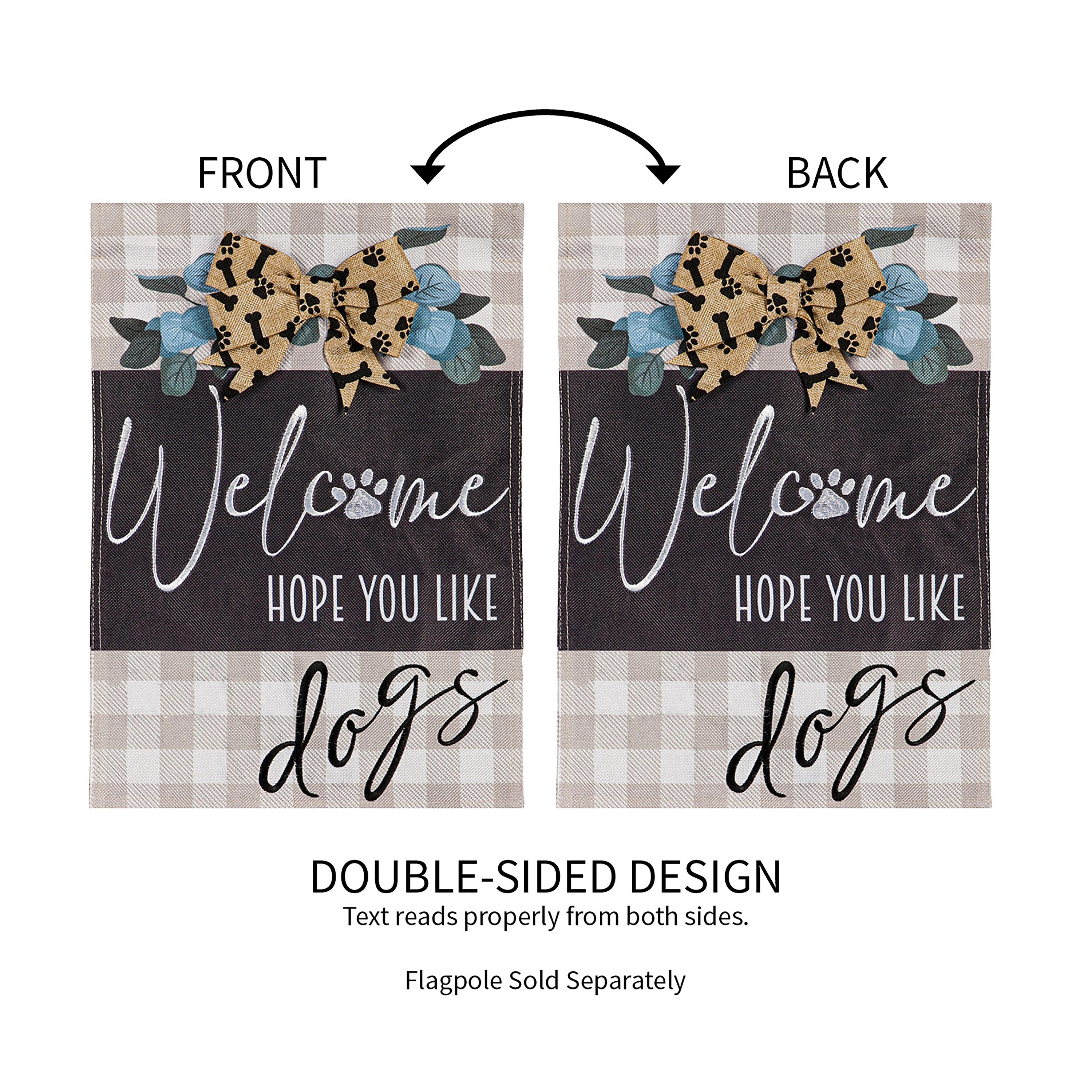 Dogs and Checks Garden Burlap Flag - Sports Collectibles, Sports Memorabilia, Sports Fan Shop, Sports Gifts