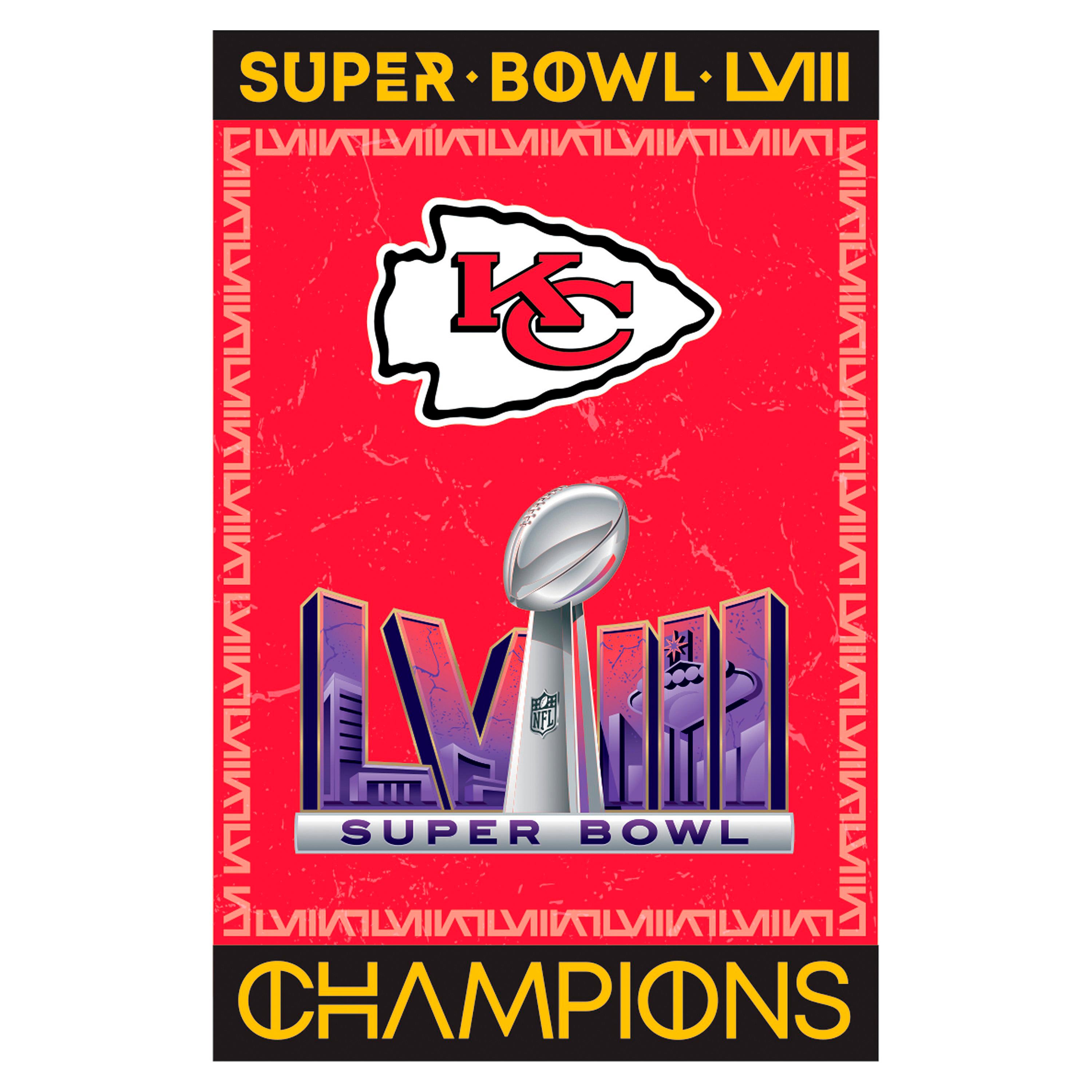 Kansas City Chiefs SB58 Champions Embossed Suede House Flag - Sports Gifts, Sports Memorabilia, Sports Collectibles, Fan Shop