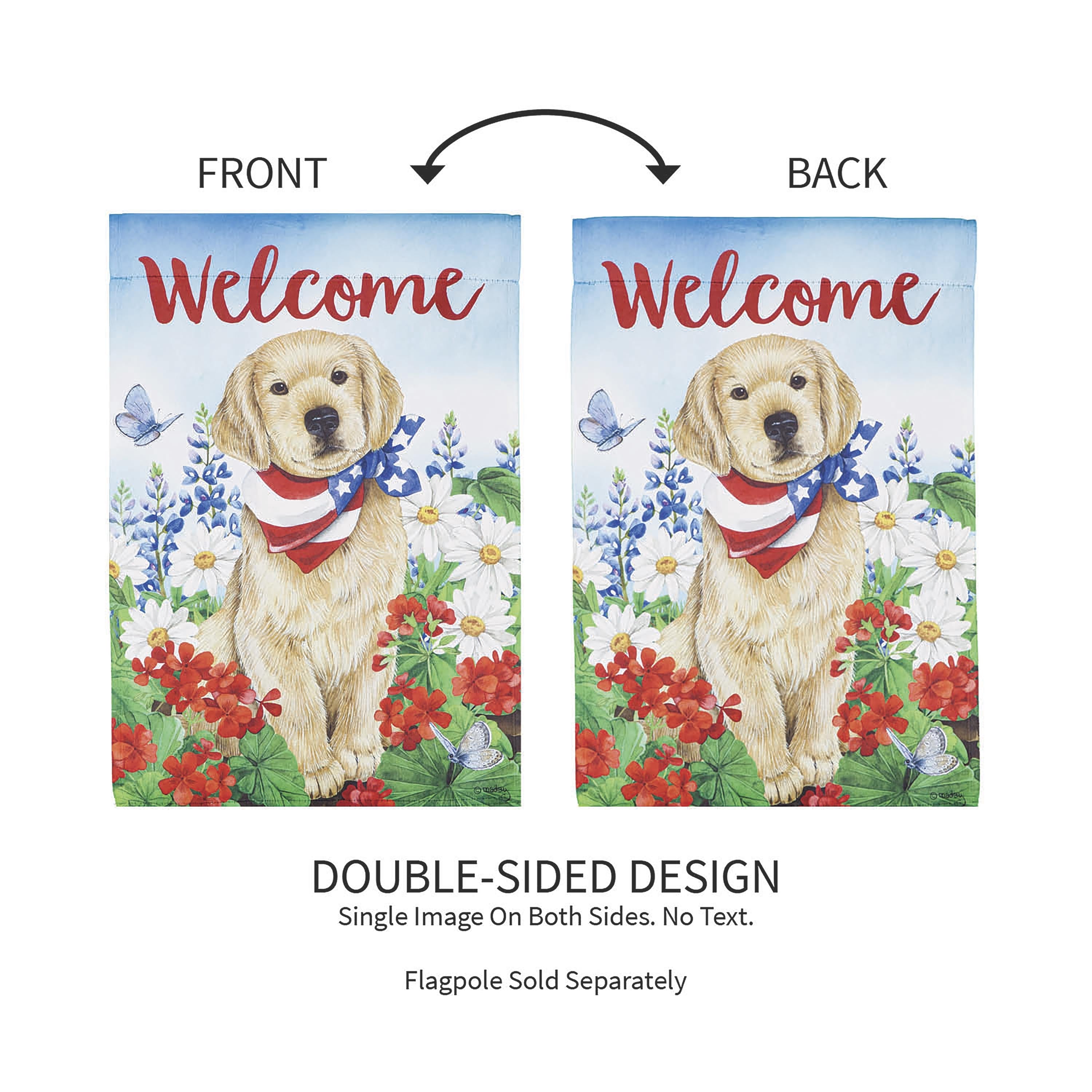 Dog with Patriotic Bandana Garden Suede Flag - Sports Collectibles, Sports Memorabilia, Sports Fan Shop, Sports Gifts