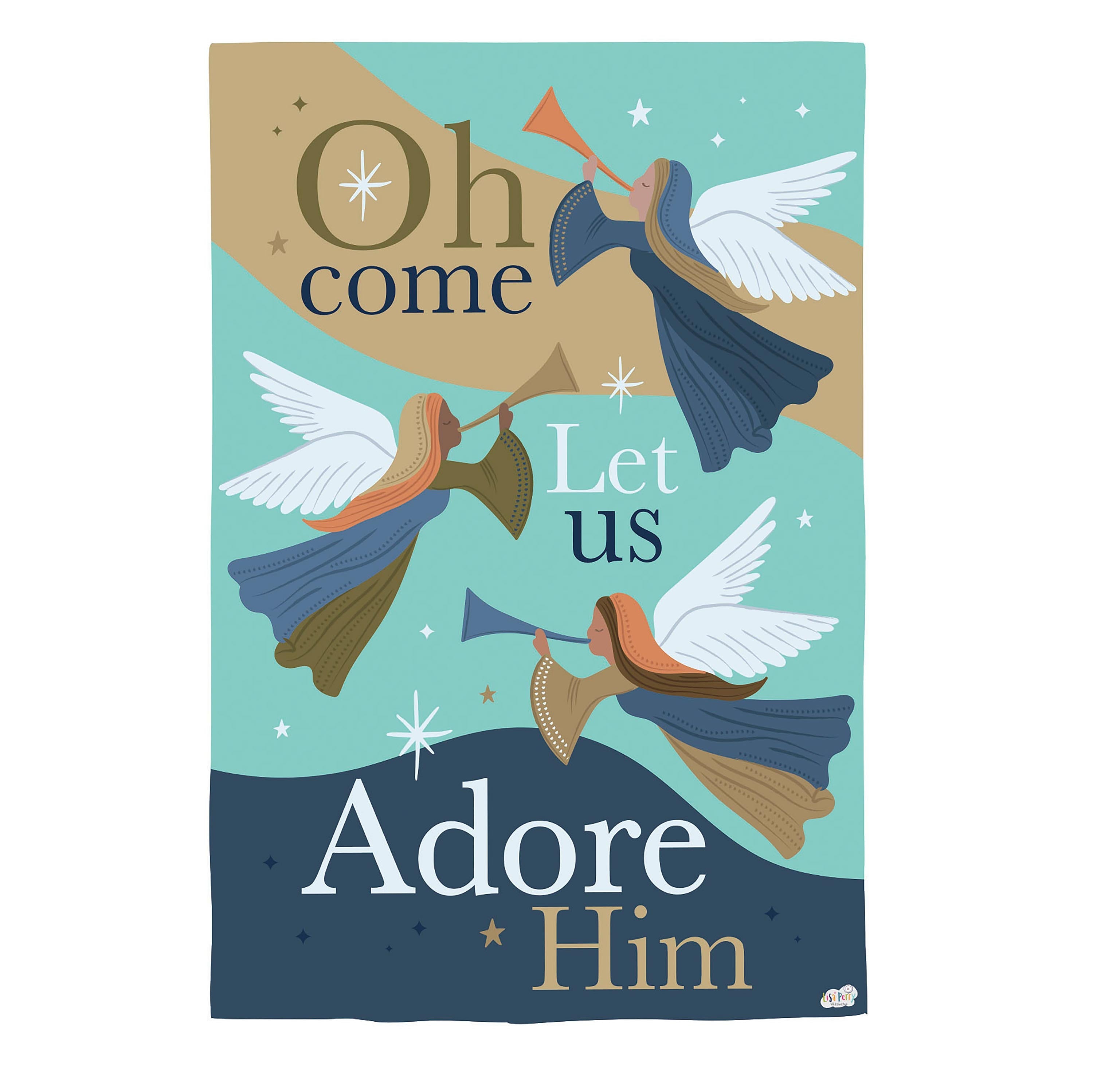 Oh Come Let Us Adore Him Suede House Flag - Sports Collectibles, Sports Memorabilia, Sports Fan Shop, Sports Gifts