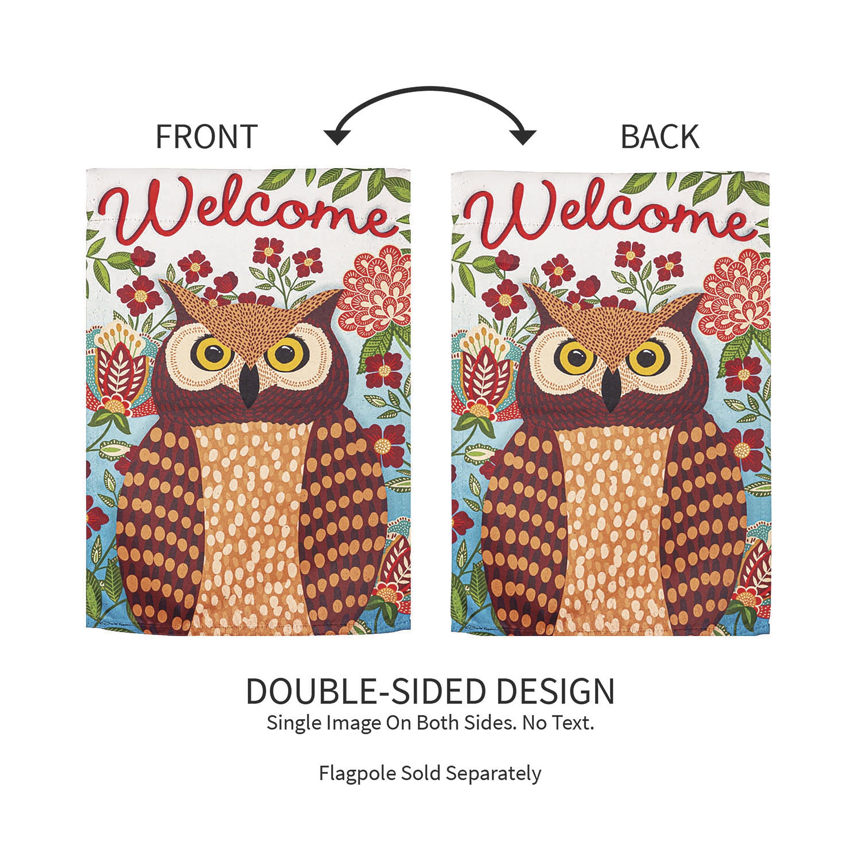 Fall Owl Welcome Garden Suede Flag - Sports Collectibles, Sports Memorabilia, Sports Fan Shop, Sports Gifts