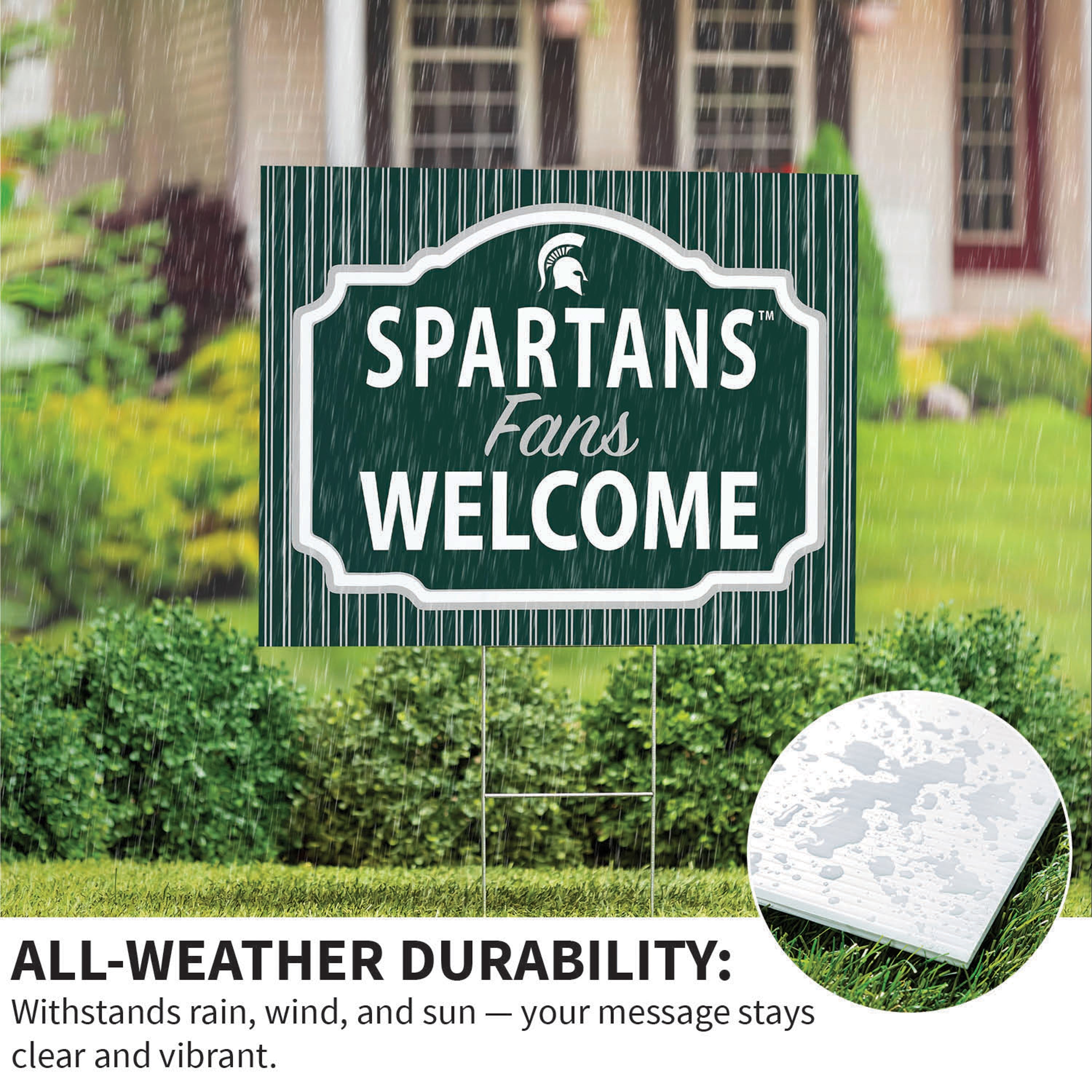 Michigan State University Coroplast Yard Sign, "Fans Welcome" - Sports Collectibles, Sports Memorabilia, Sports Fan Shop, Sports Gifts