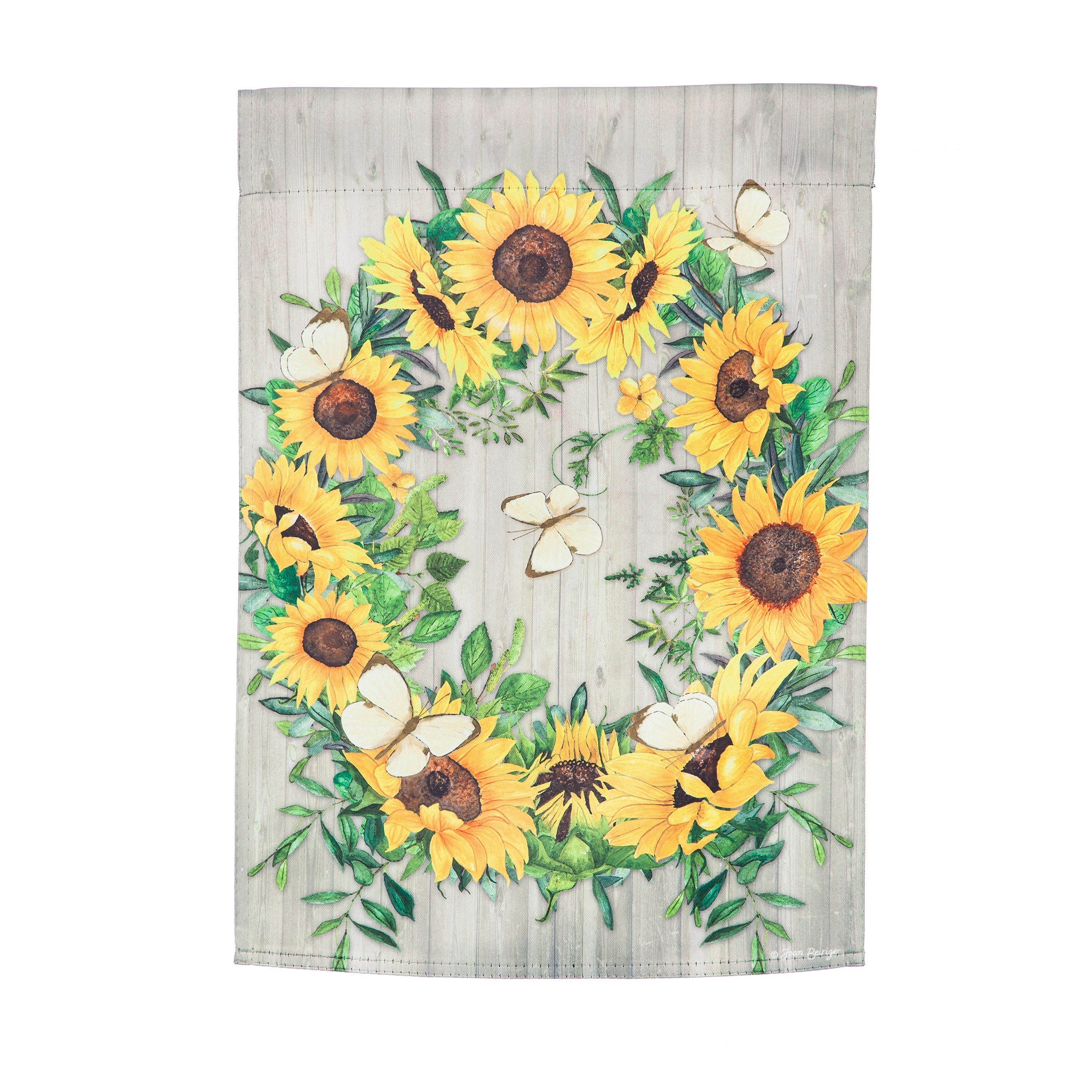 Sunflower Wreath Garden Suede Flag - Sports Collectibles, Sports Memorabilia, Sports Fan Shop, Sports Gifts